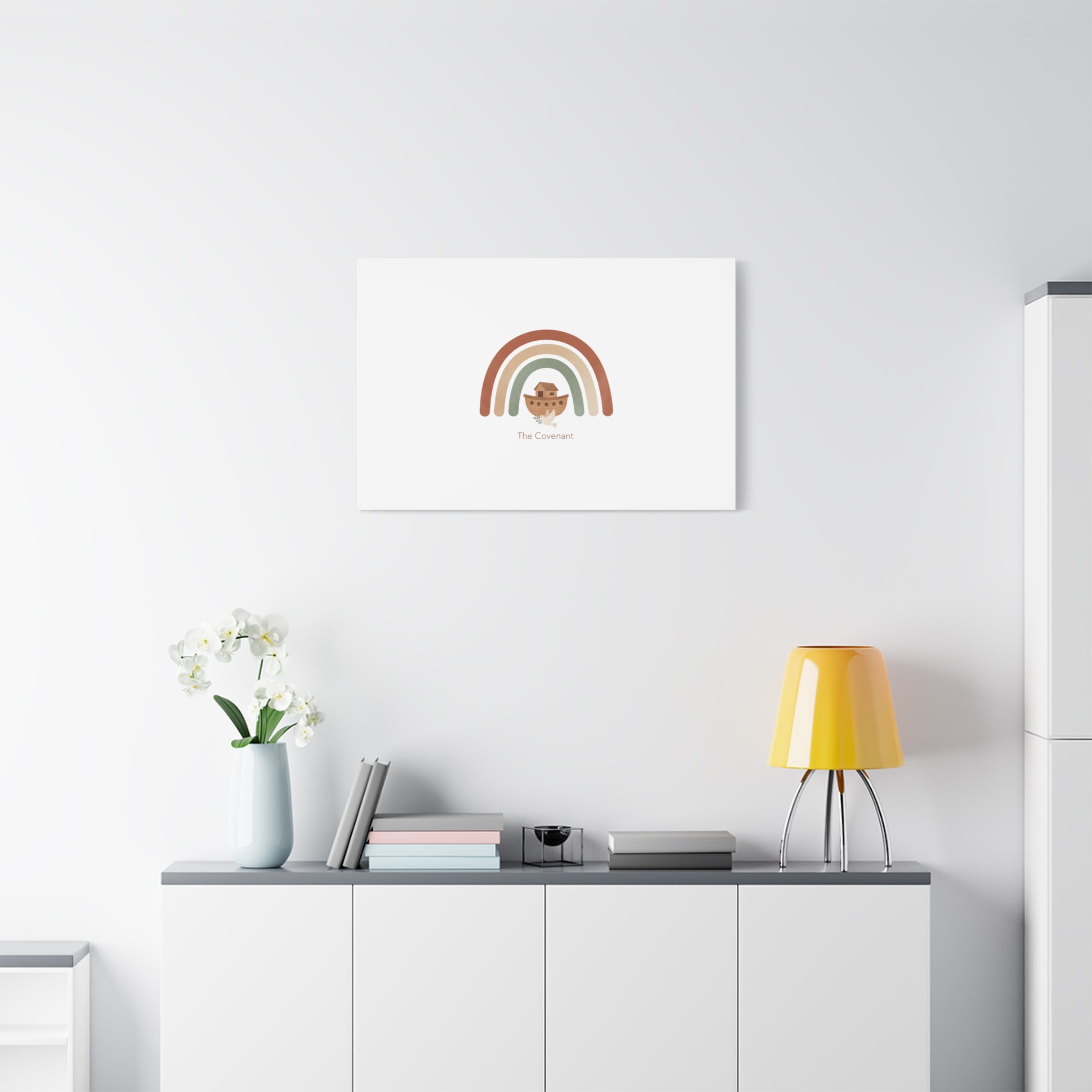 Noah's Ark Rainbow Matte Canvas Wall Art - "The Covenant" Nursery Decor