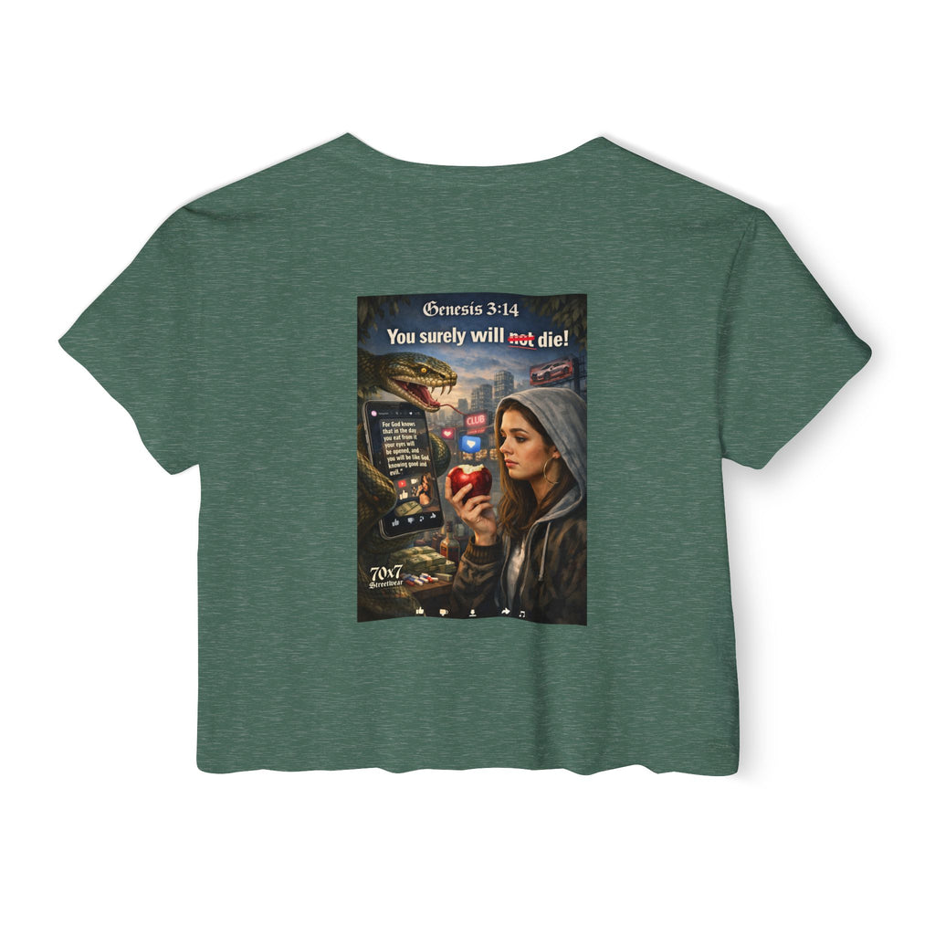 Genesis 3"14 Women's Crop Top — 'You Surely Will Not Die!' 70x7 Streetwear Graphic