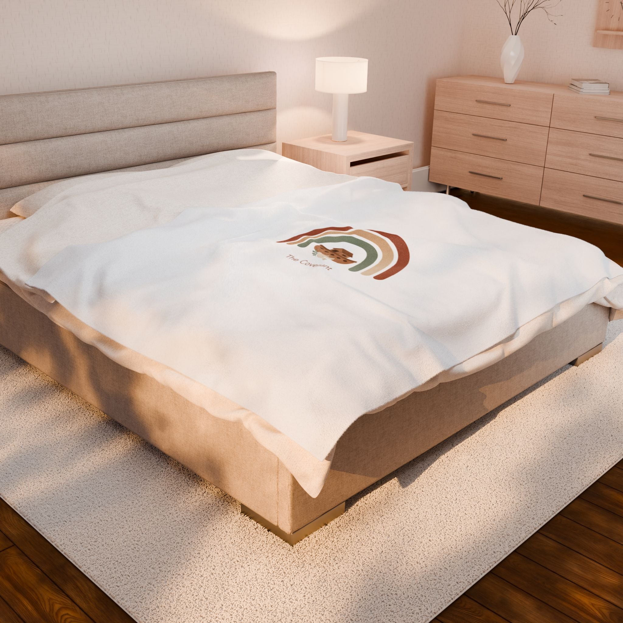 Neutral Rainbow Arc Plush Blanket | Boho Desert Arc, Muted Rainbow Nursery