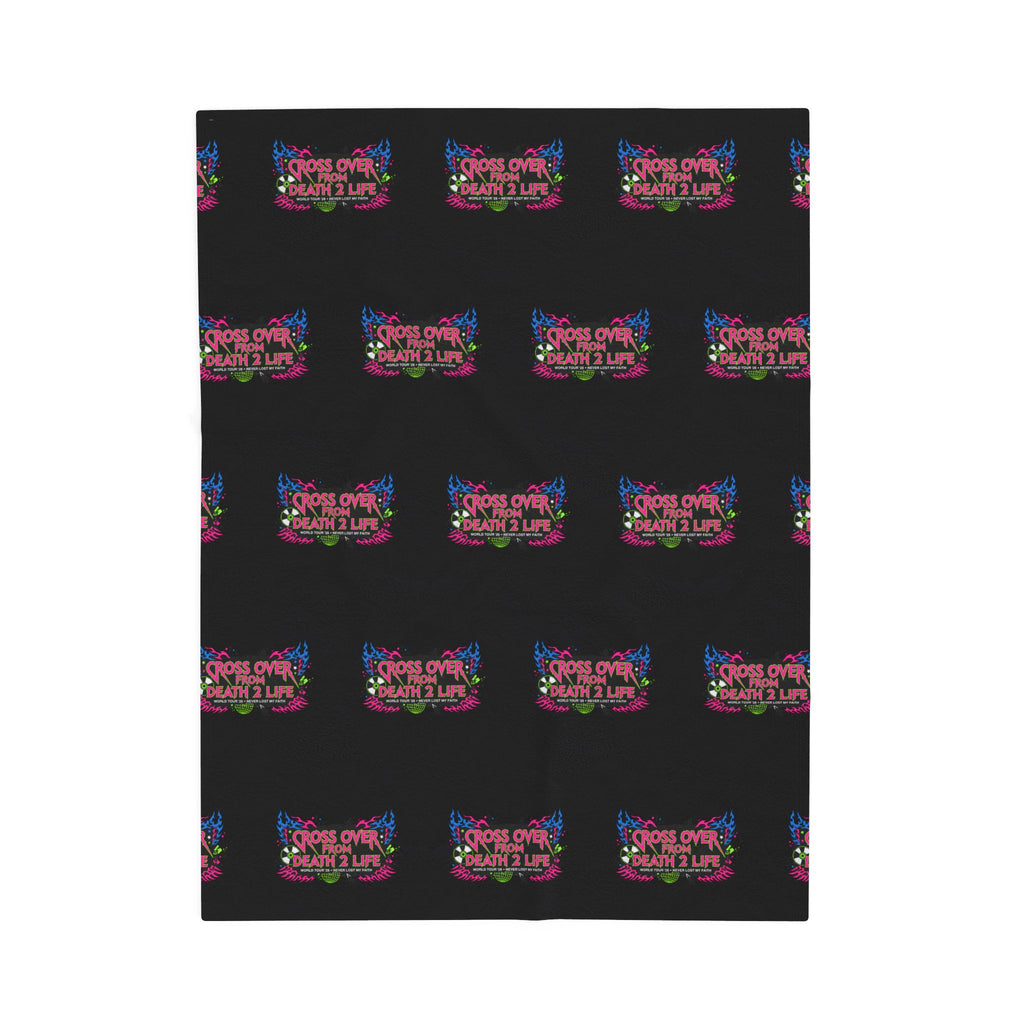 Velveteen Plush Blanket — Colorful "Cross Over from Death 2 Life" Graphic Throw
