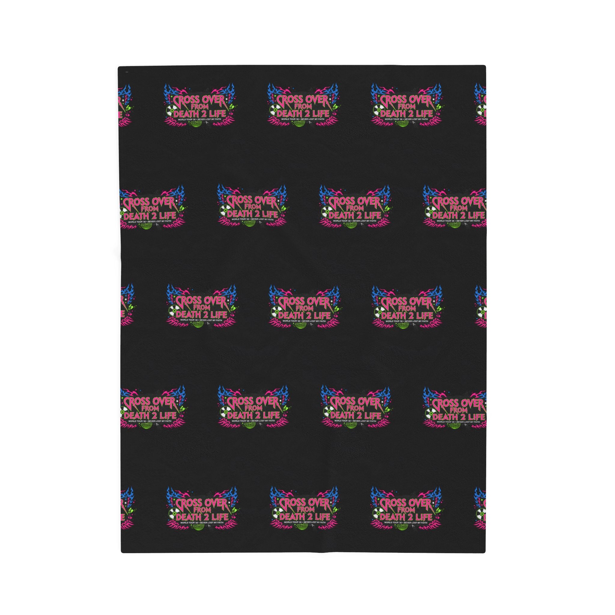 Velveteen Plush Blanket — Colorful "Cross Over from Death 2 Life" Graphic Throw