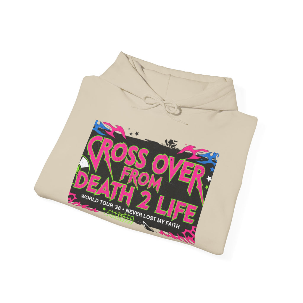 Crossover From Death 2 Life Hoodie — Bold Graphic Tour-Style Pullover
