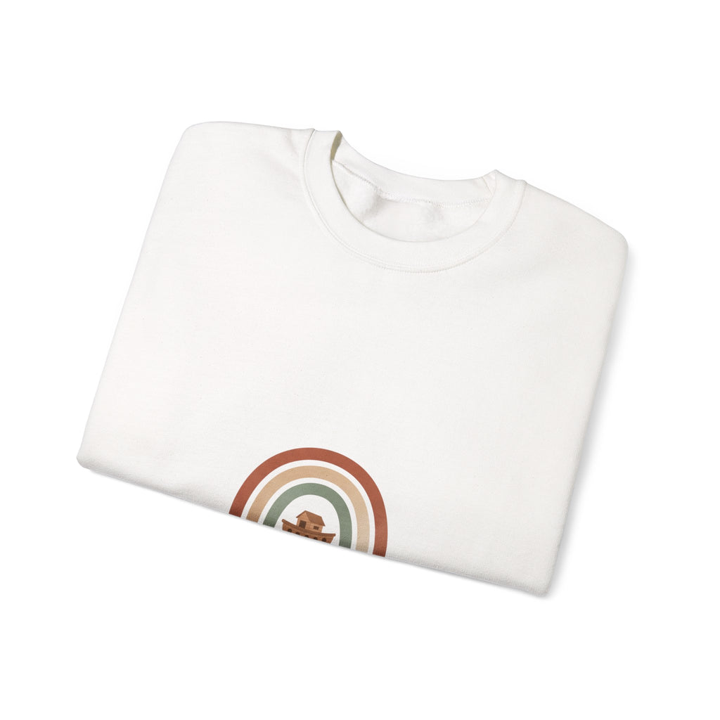 Neutral Rainbow Arc Sweatshirt | muted rainbow boho desert arc design