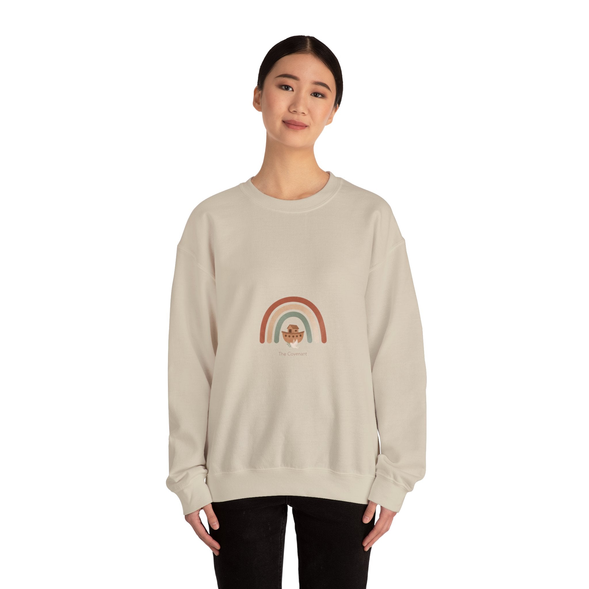 Neutral Rainbow Arc Sweatshirt | muted rainbow boho desert arc design