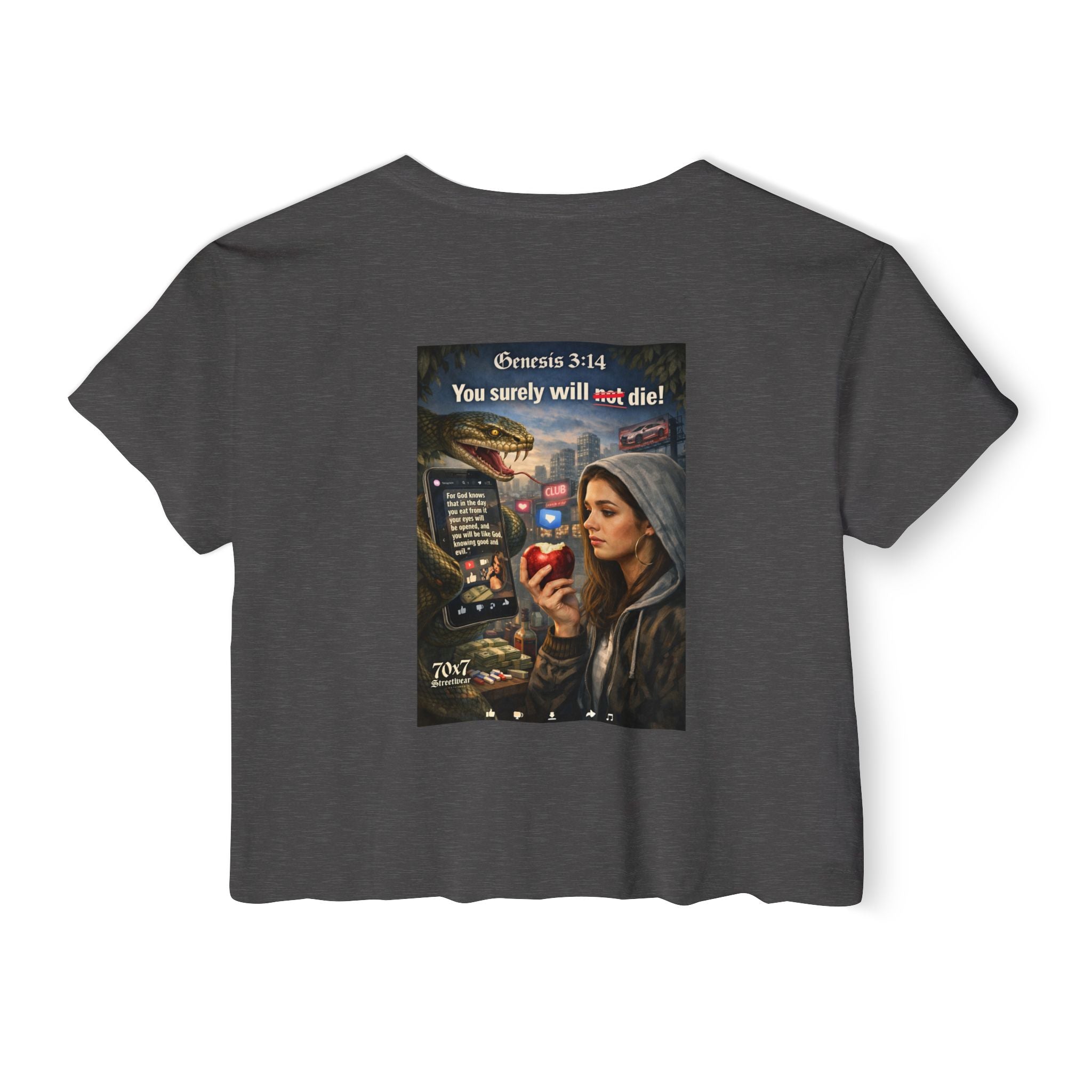 Genesis 3"14 Women's Crop Top — 'You Surely Will Not Die!' 70x7 Streetwear Graphic