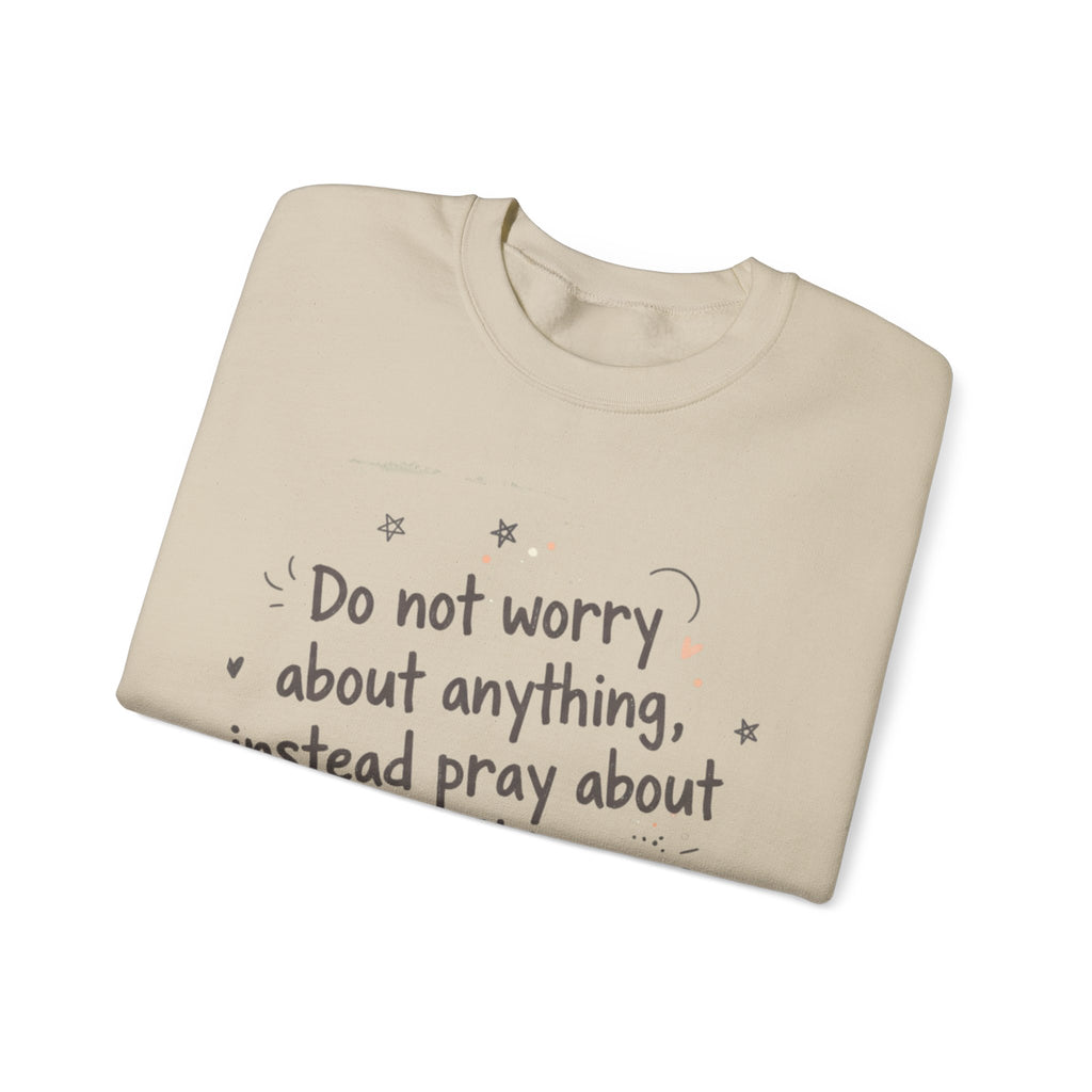 do not worry handwritten crewneck sweatshirt | messy script, hand lettering