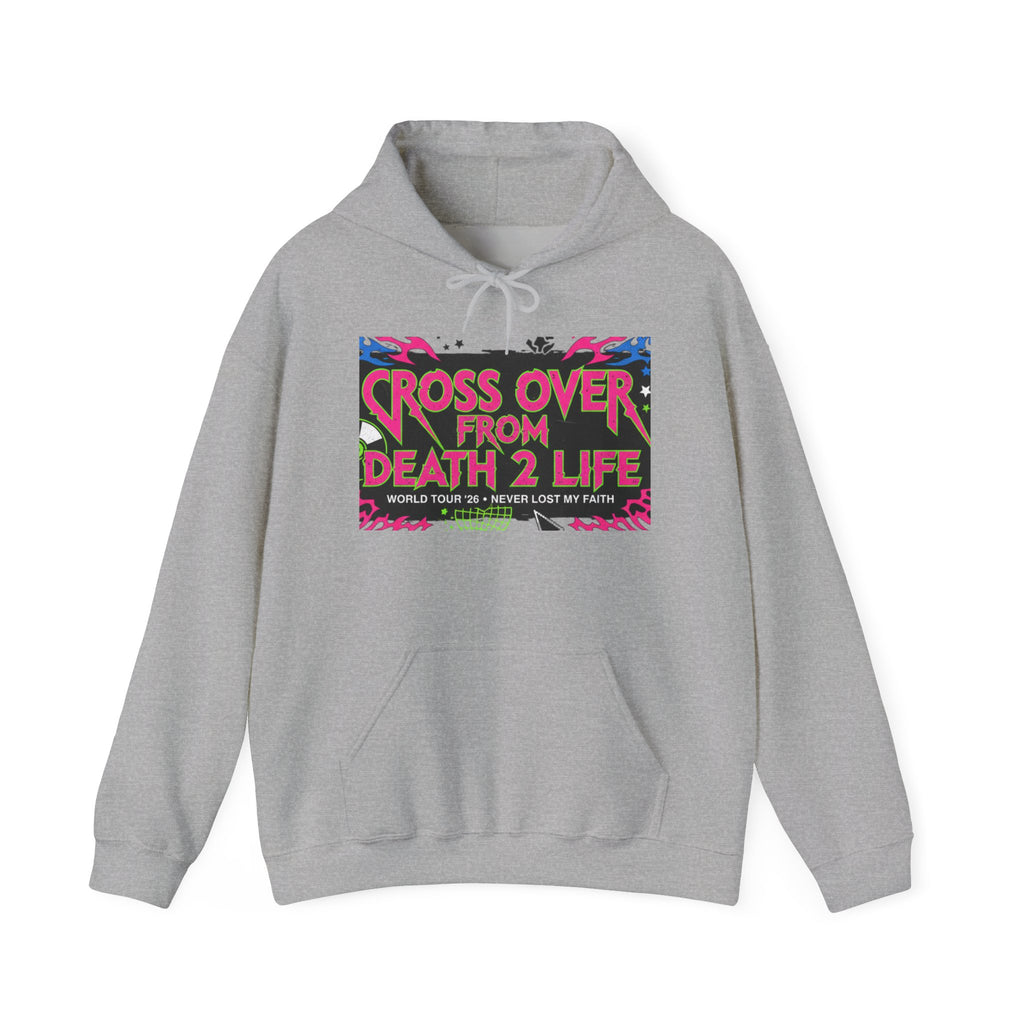Crossover From Death 2 Life Hoodie — Bold Graphic Tour-Style Pullover