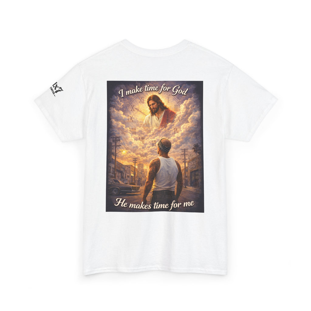 "I Make Time for God, He Makes Time for Me" 70x7 Streetwear Graphic Tee