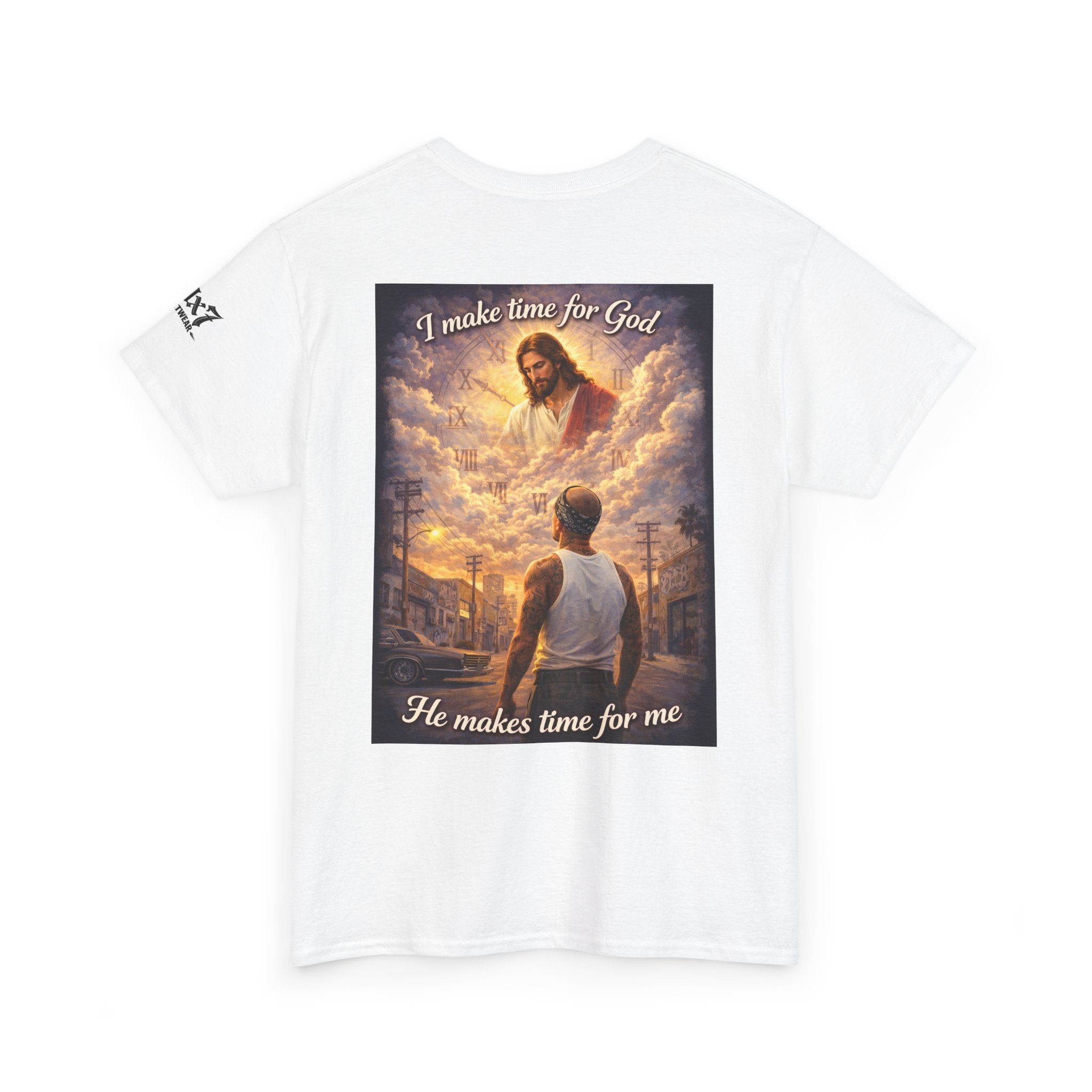 "I Make Time for God, He Makes Time for Me" 70x7 Streetwear Graphic Tee