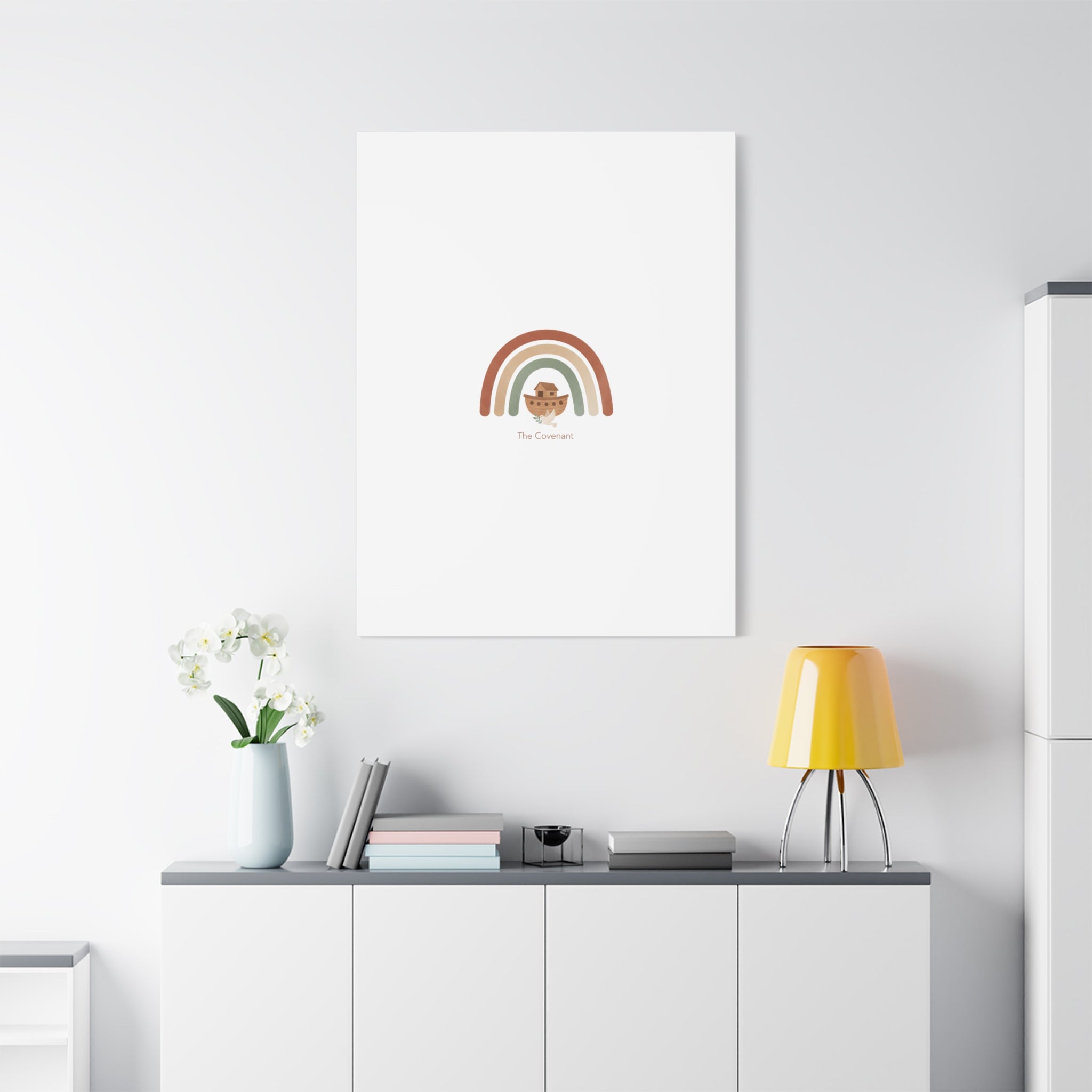 Noah's Ark Rainbow Matte Canvas Wall Art - "The Covenant" Nursery Decor