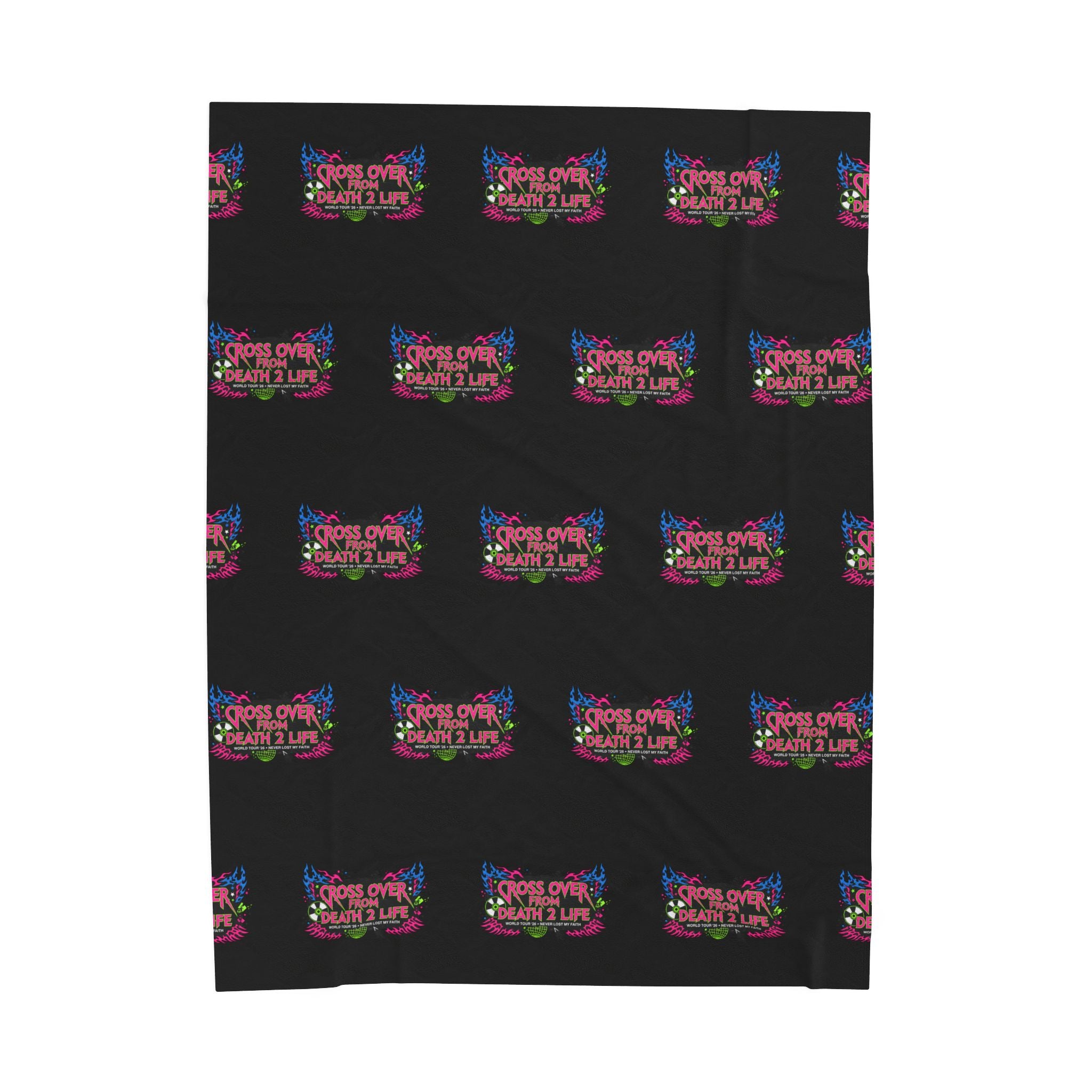 Velveteen Plush Blanket — Colorful "Cross Over from Death 2 Life" Graphic Throw