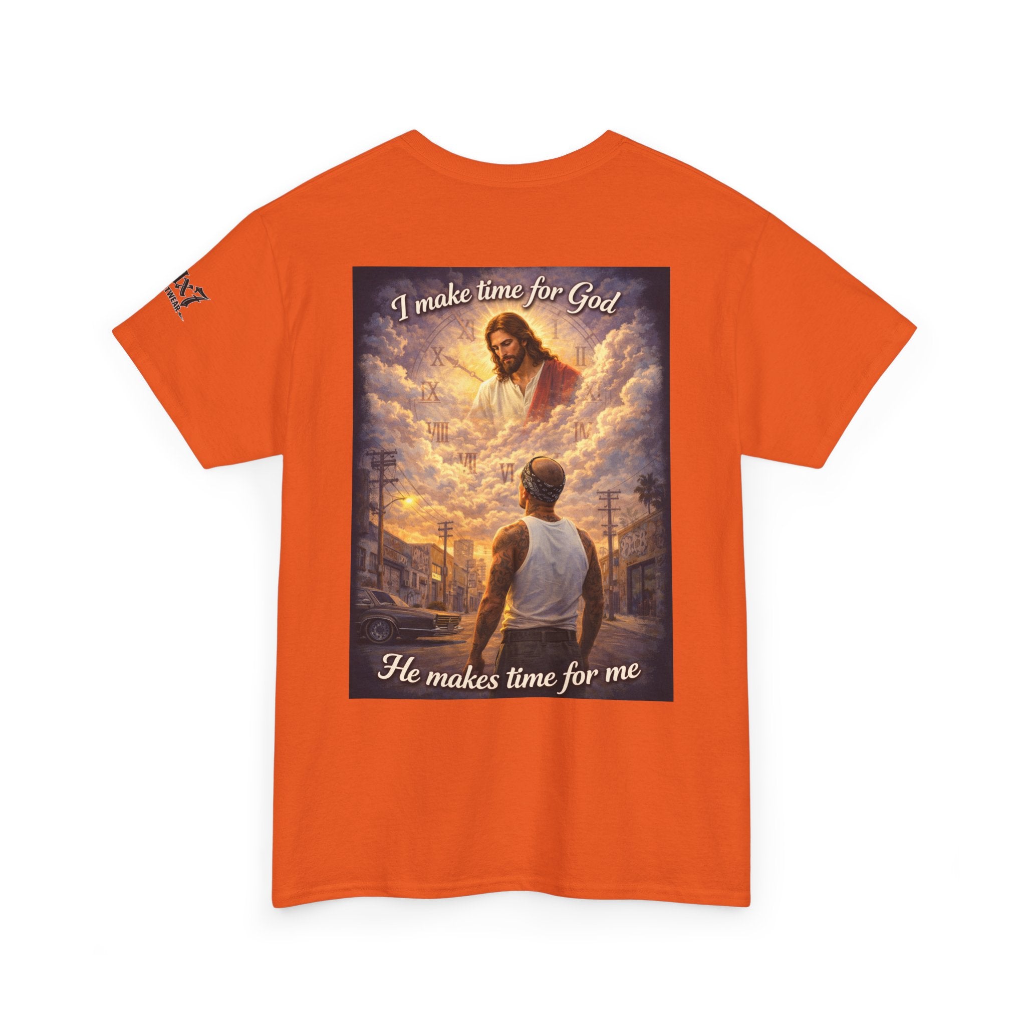 "I Make Time for God, He Makes Time for Me" 70x7 Streetwear Graphic Tee