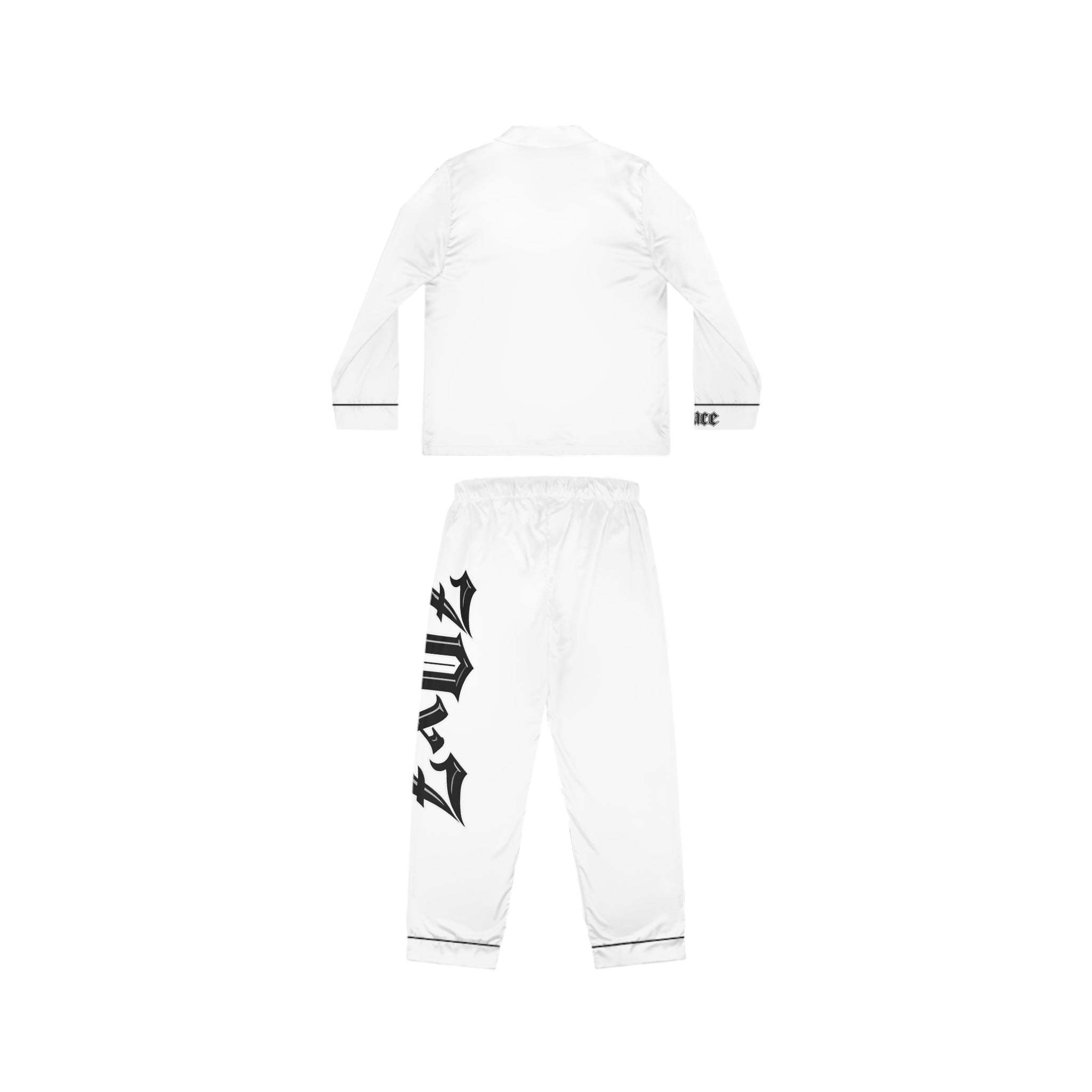 70x7 Streetwear Logo Satin Pajamas — White Lux Streetwear Sleep Set