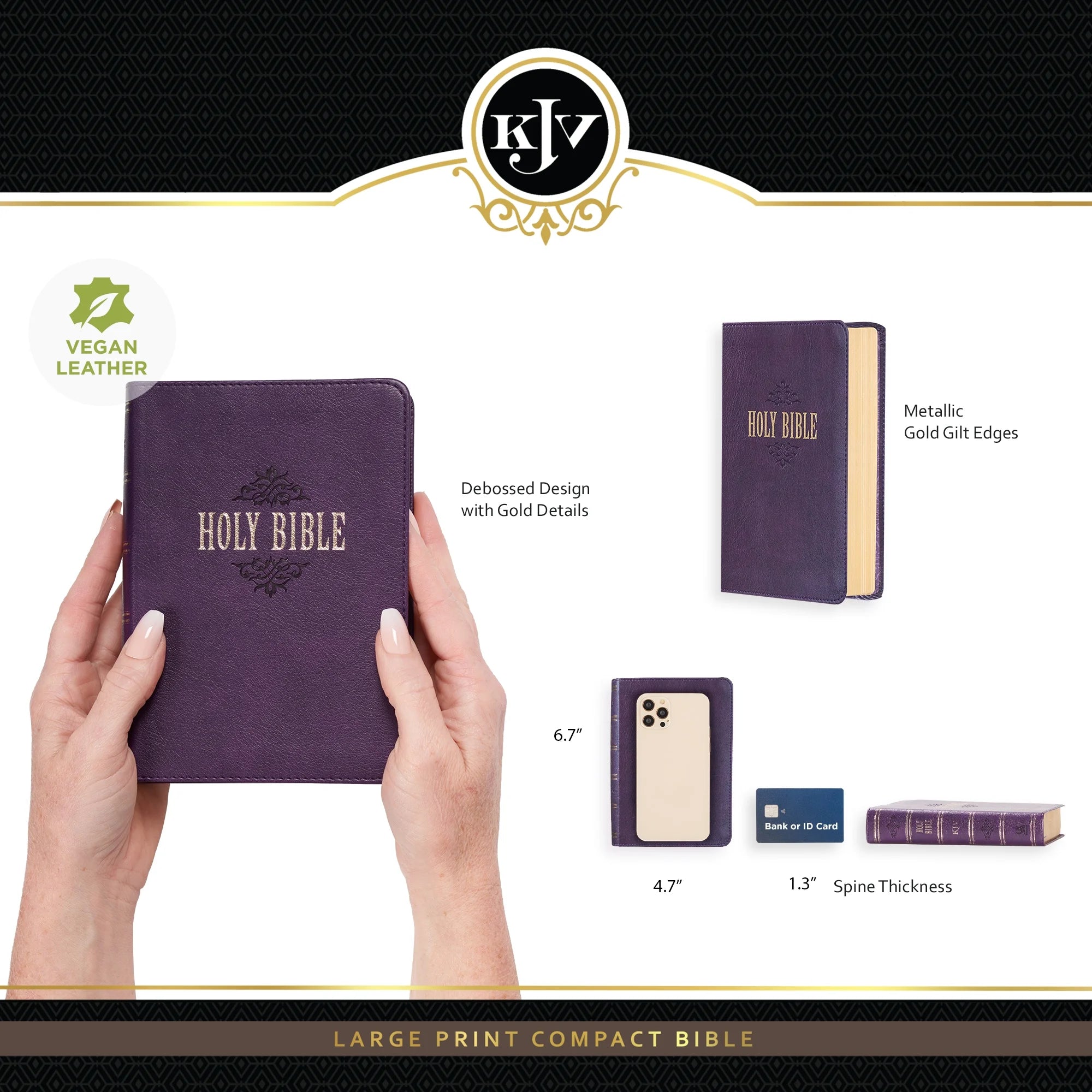 KJV Holy Bible, Compact Large Print Faux Leather Red Letter Edition - Purple