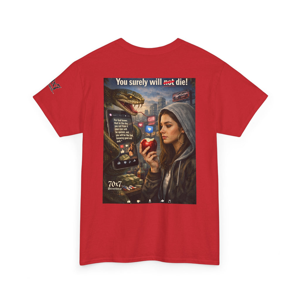 70x7 Genesis 3"14 T-Shirt — “You surely will not die!” Graphic Streetwear Tee