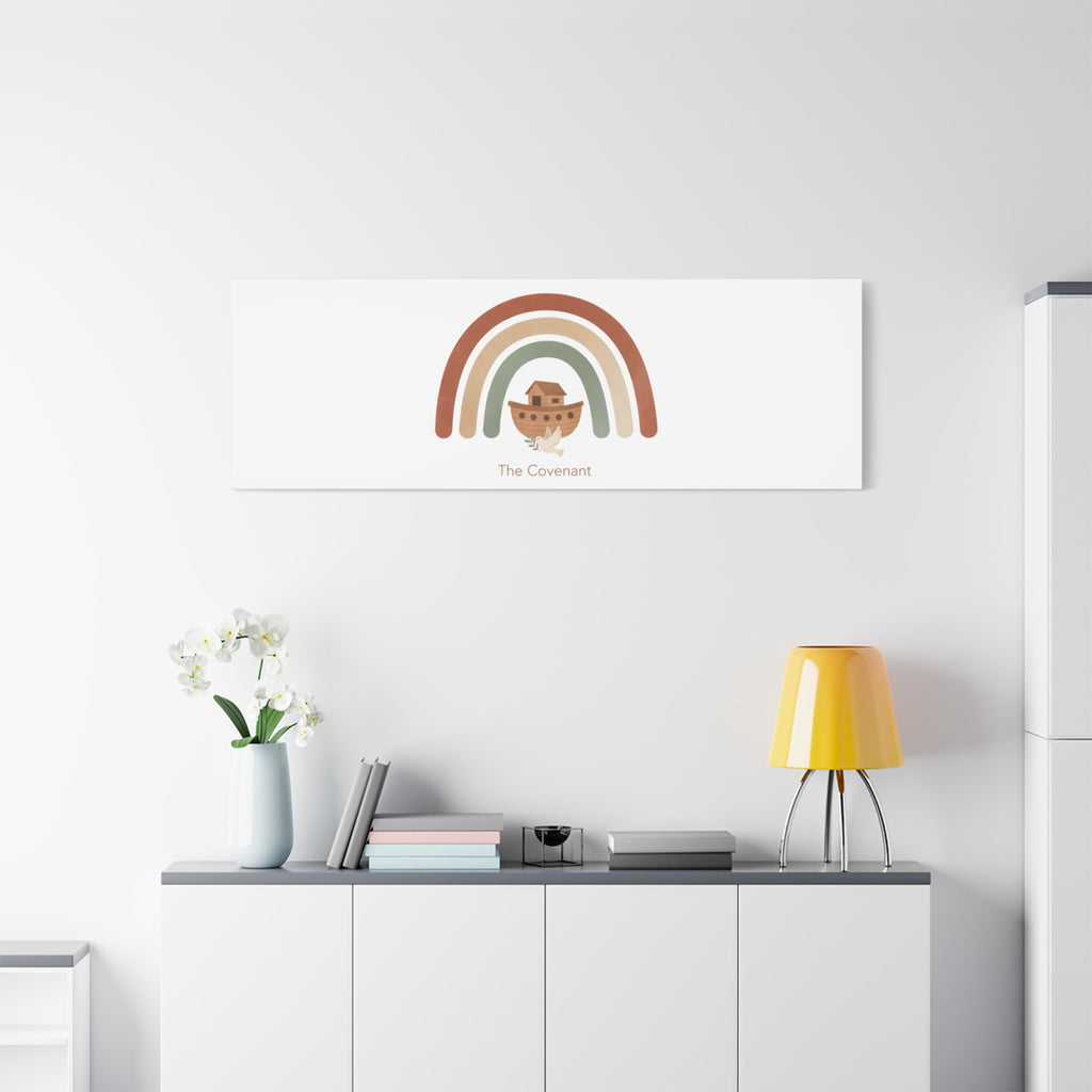 Noah's Ark Rainbow Matte Canvas Wall Art - "The Covenant" Nursery Decor