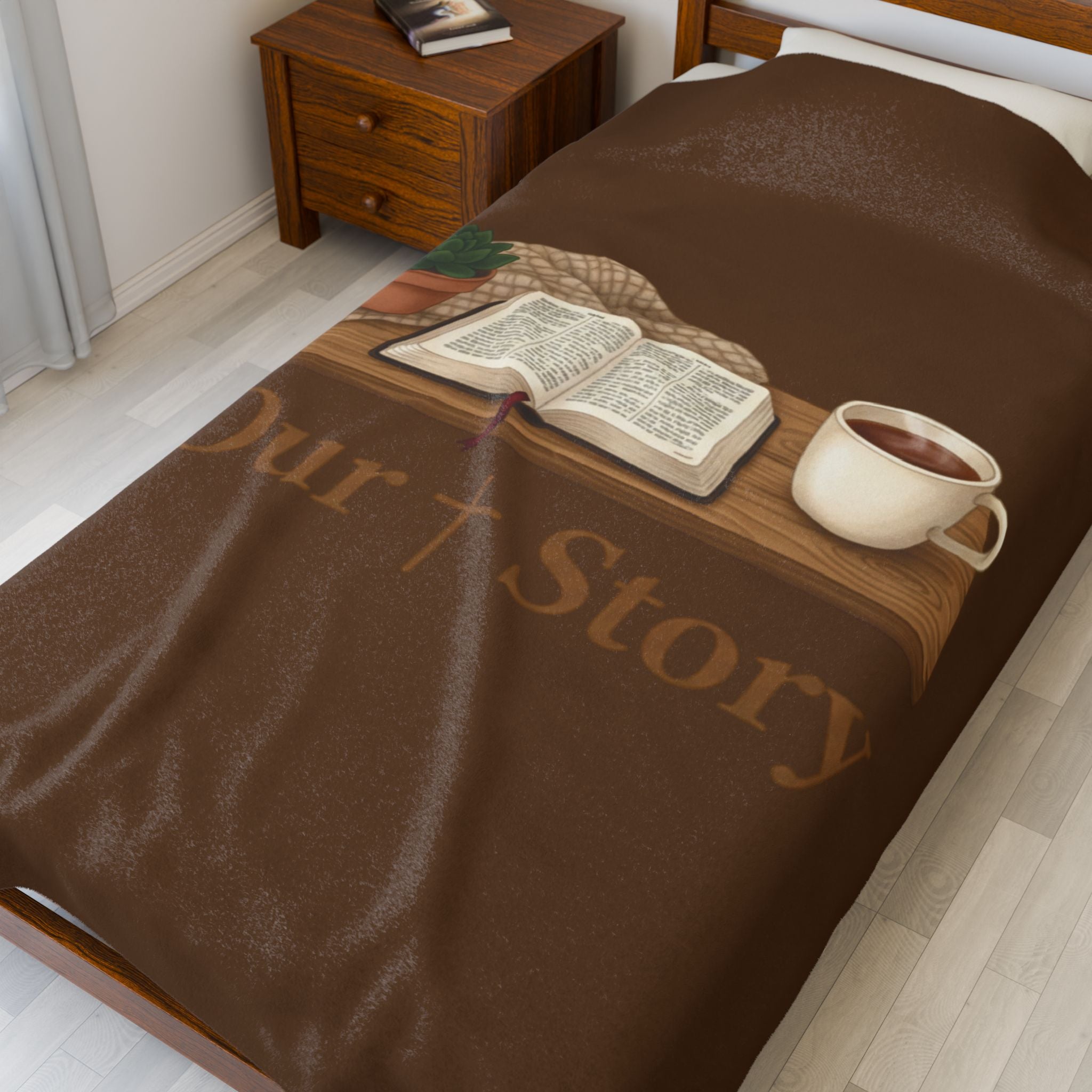 Our Story Reading Graphic Velveteen Plush Blanket | Cozy Book Aesthetic, Library Life