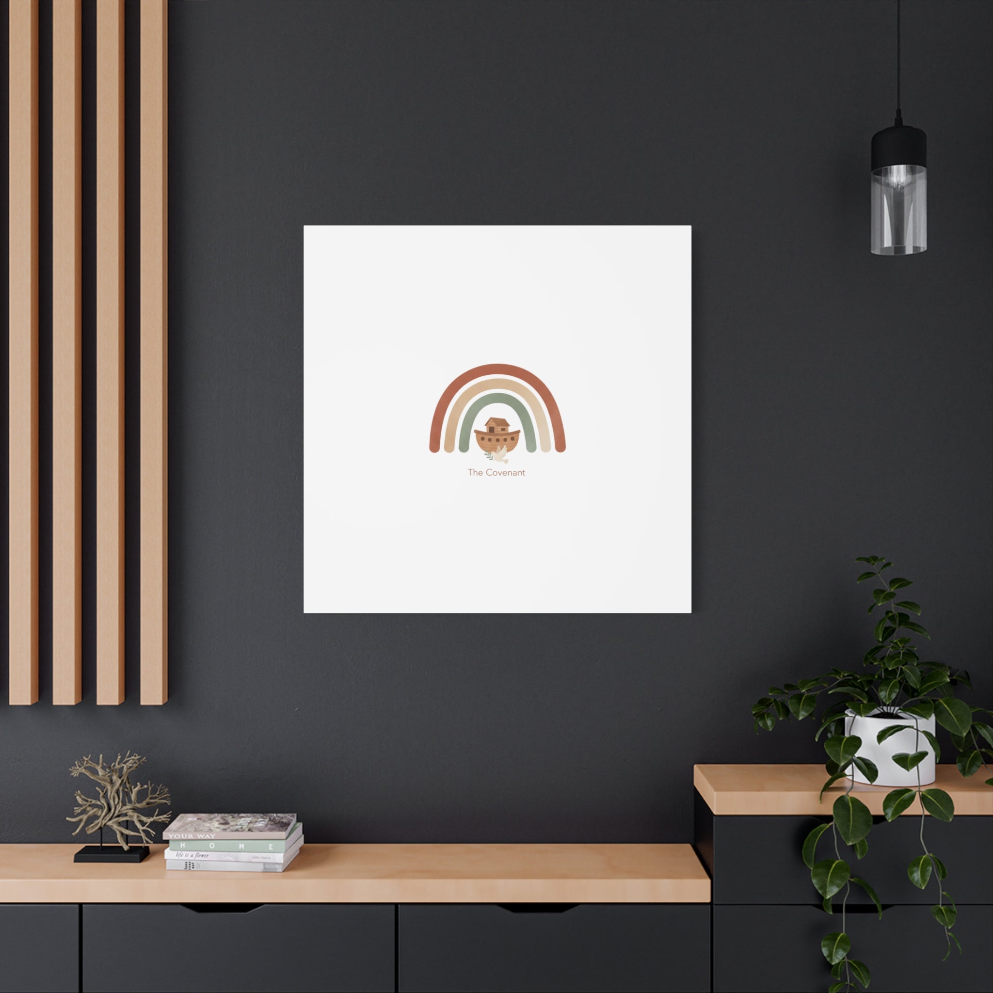 Noah's Ark Rainbow Matte Canvas Wall Art - "The Covenant" Nursery Decor