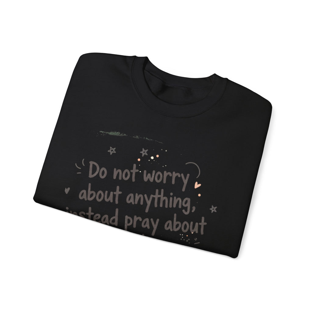 do not worry handwritten crewneck sweatshirt | messy script, hand lettering