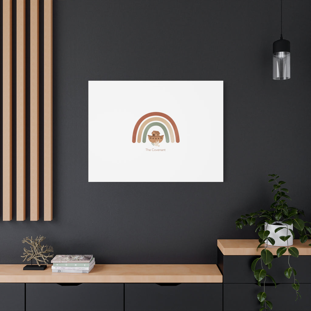 Noah's Ark Rainbow Matte Canvas Wall Art - "The Covenant" Nursery Decor