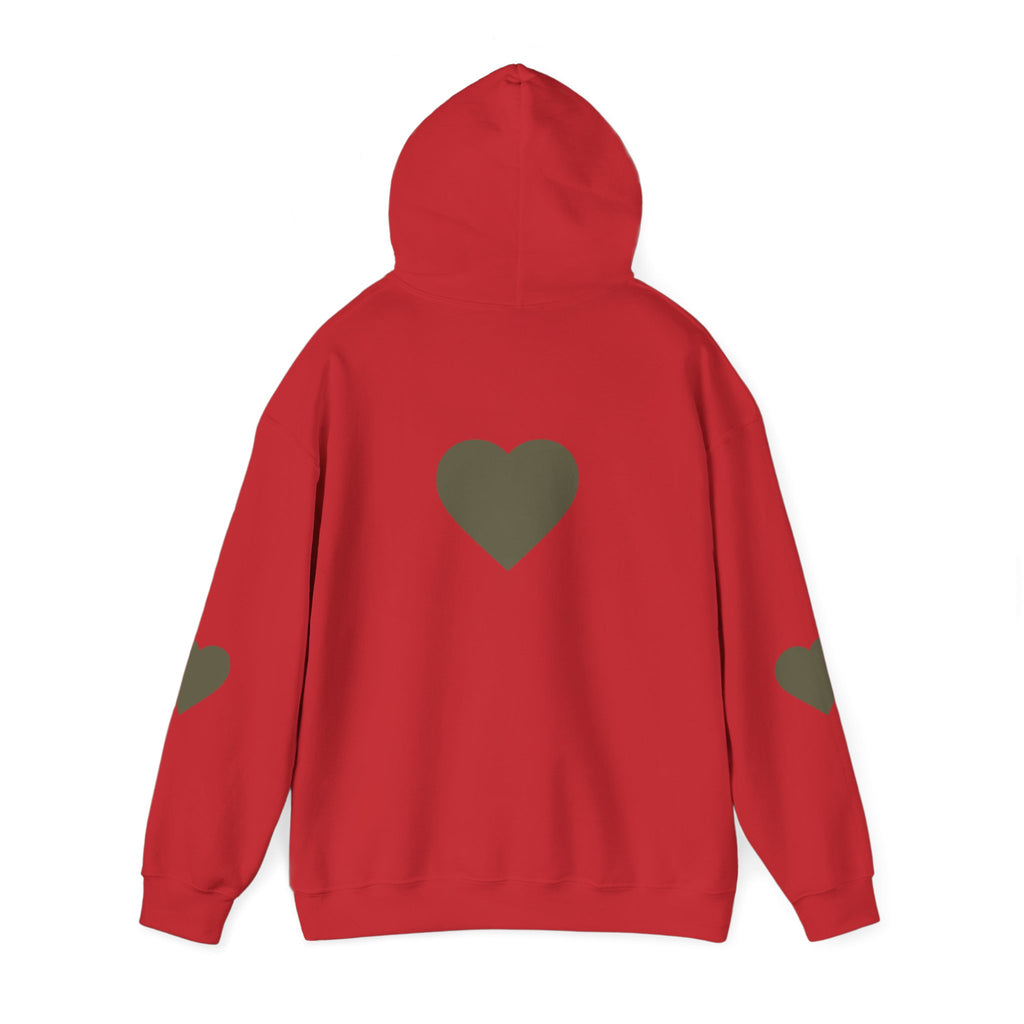 Heart Accent Hoodie — Minimal Olive Heart Sweatshirt for Everyday Wear