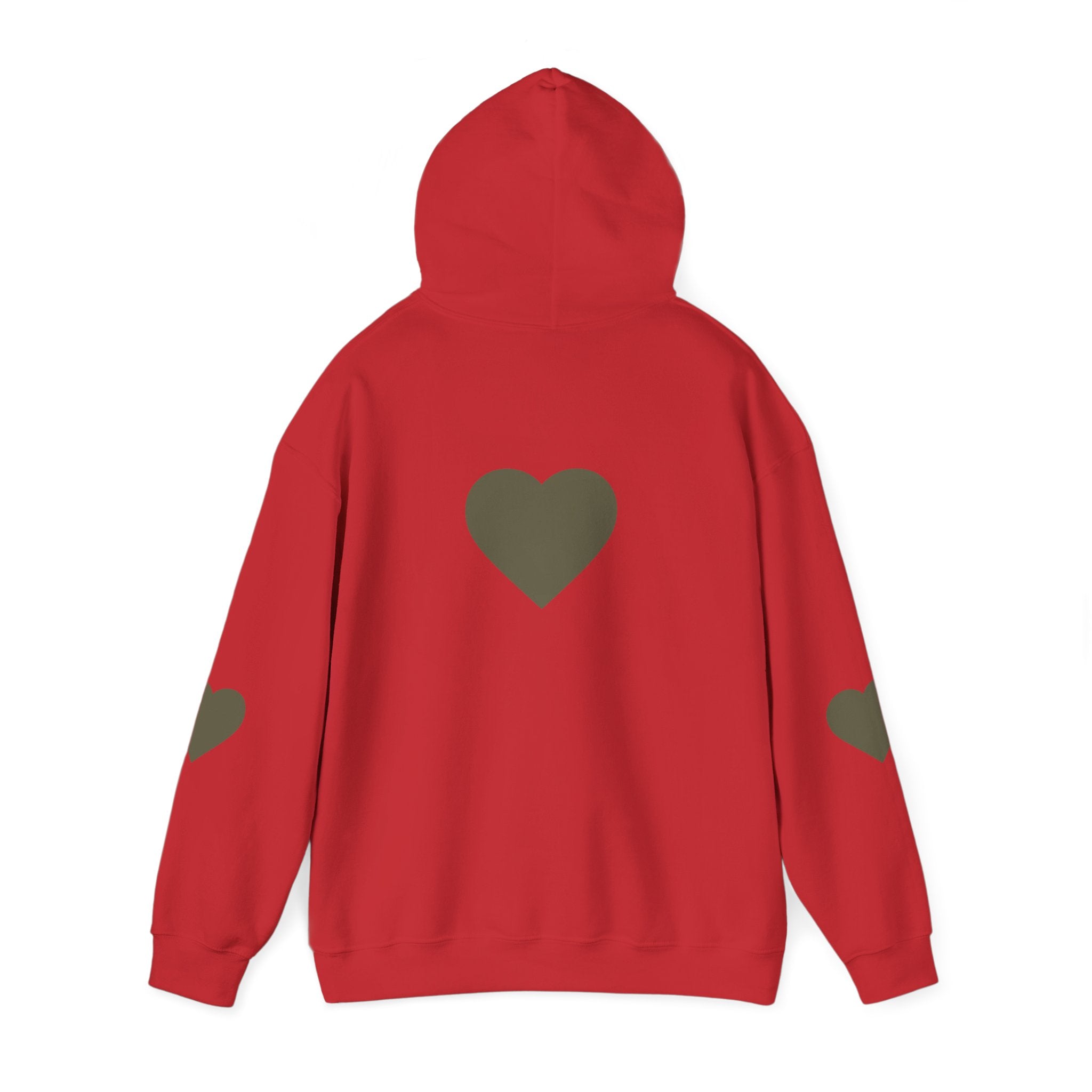 Heart Accent Hoodie — Minimal Olive Heart Sweatshirt for Everyday Wear
