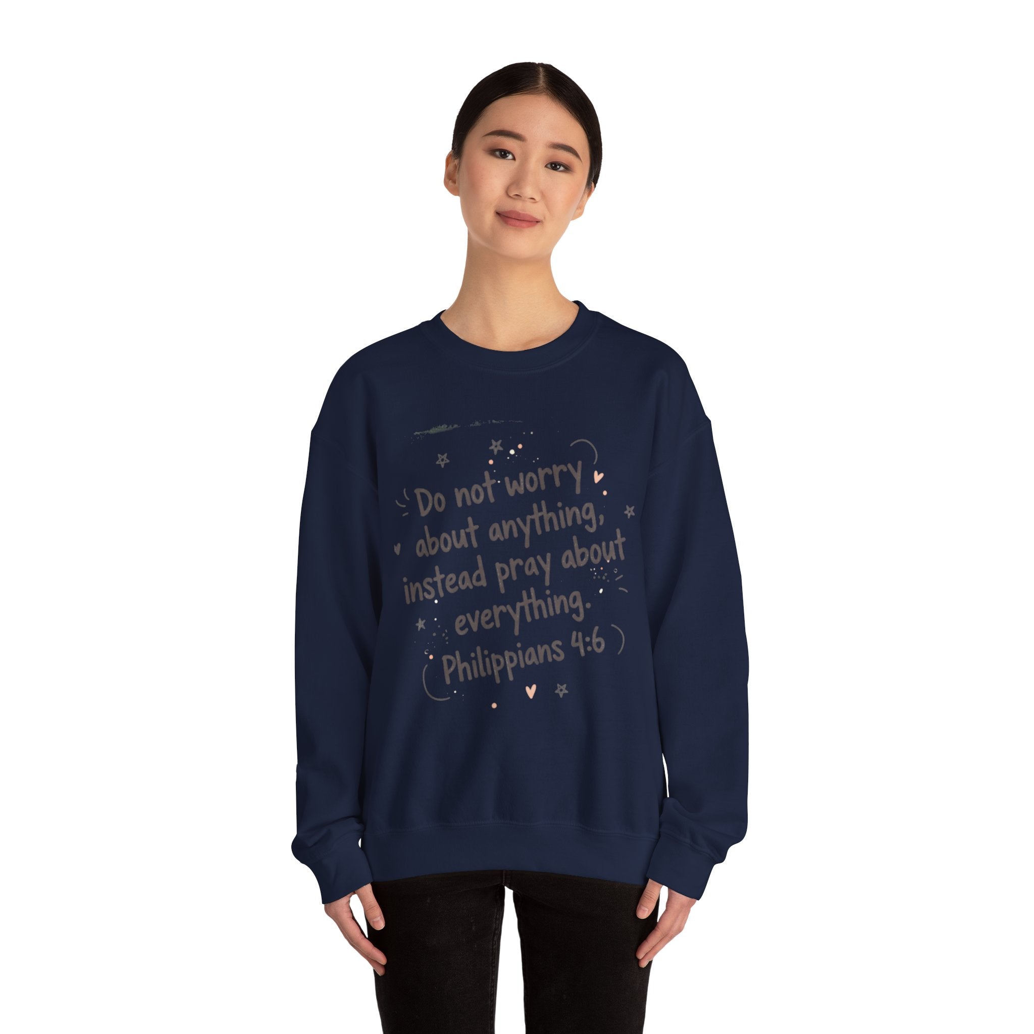 do not worry handwritten crewneck sweatshirt | messy script, hand lettering