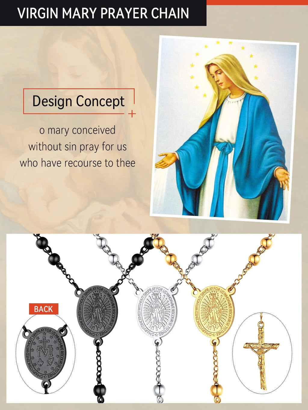 Black Rosary Necklace