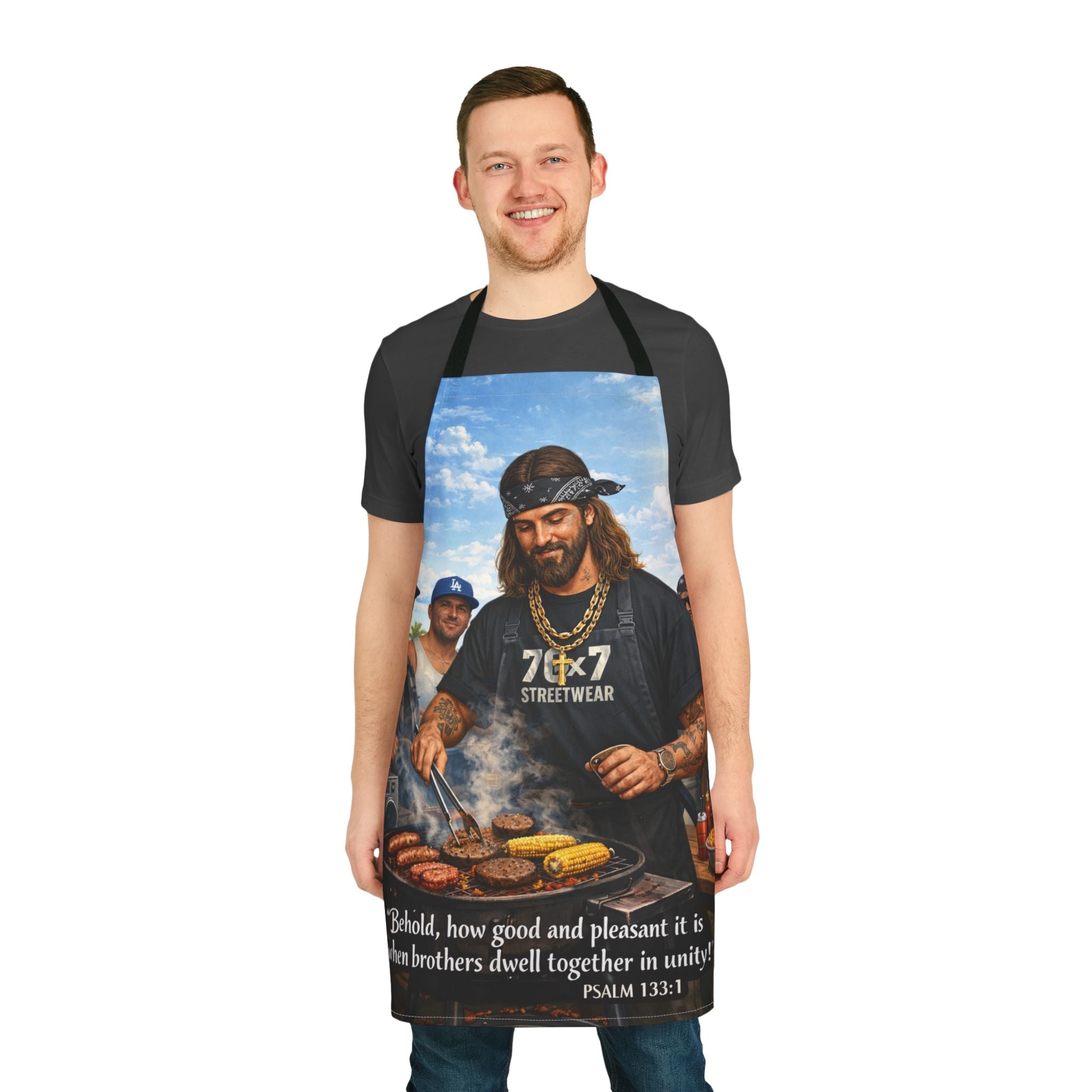 Biblical Brotherhood BBQ Apron — Psalm 133:1 Grill Apron