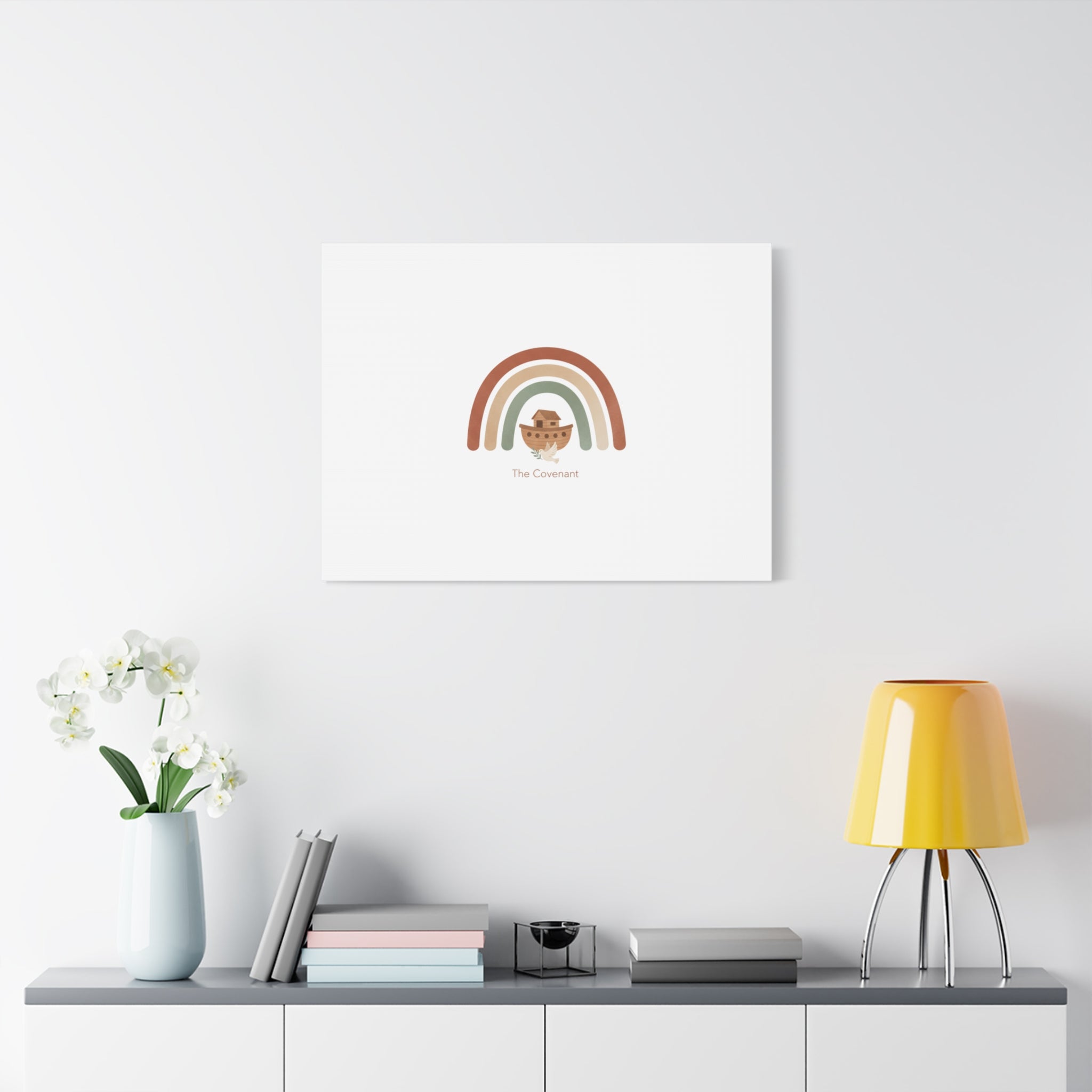 Noah's Ark Rainbow Matte Canvas Wall Art - "The Covenant" Nursery Decor