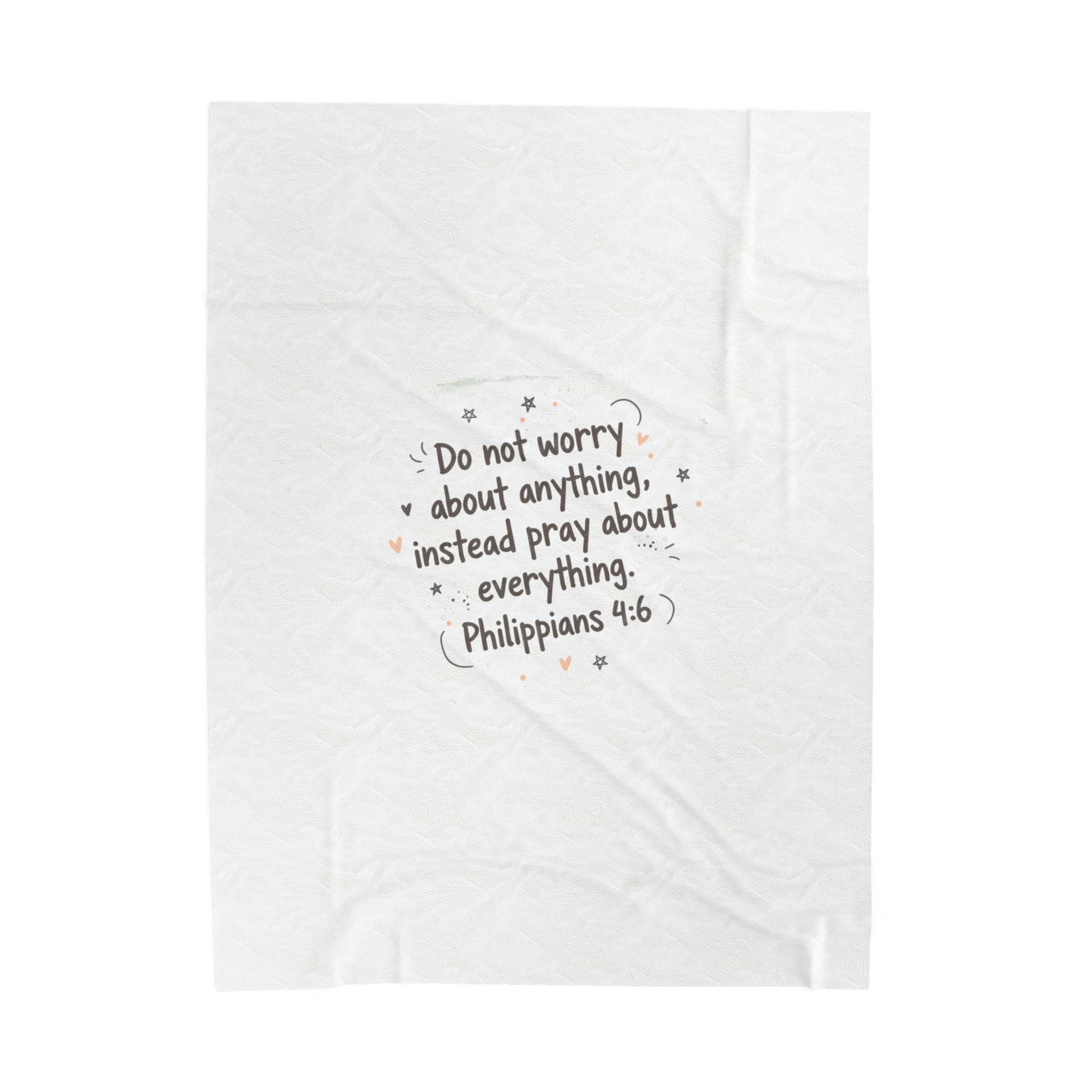 Handwritten Scripture Quote Velveteen Blanket | messy script, doodle text