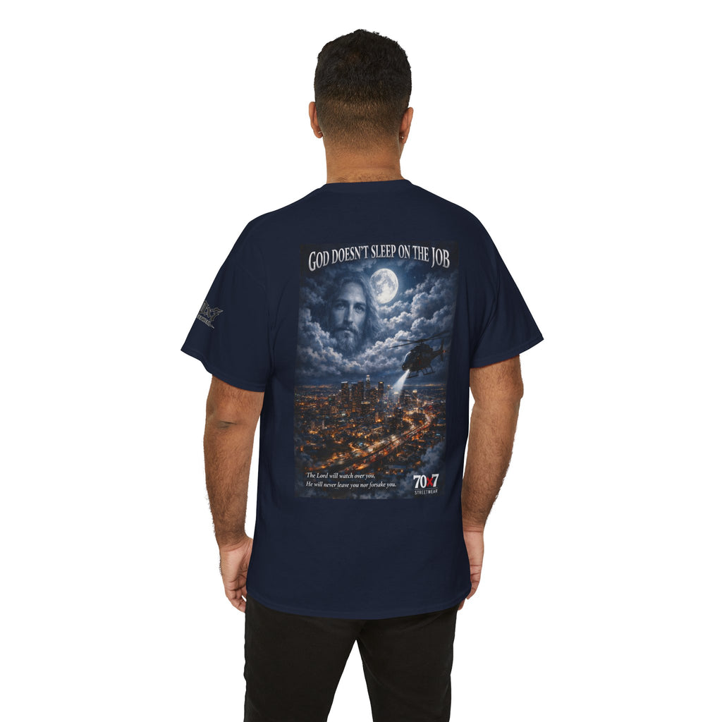 70x7 Streetwear "God Doesn't Sleep on the Job" Graphic T-Shirt
