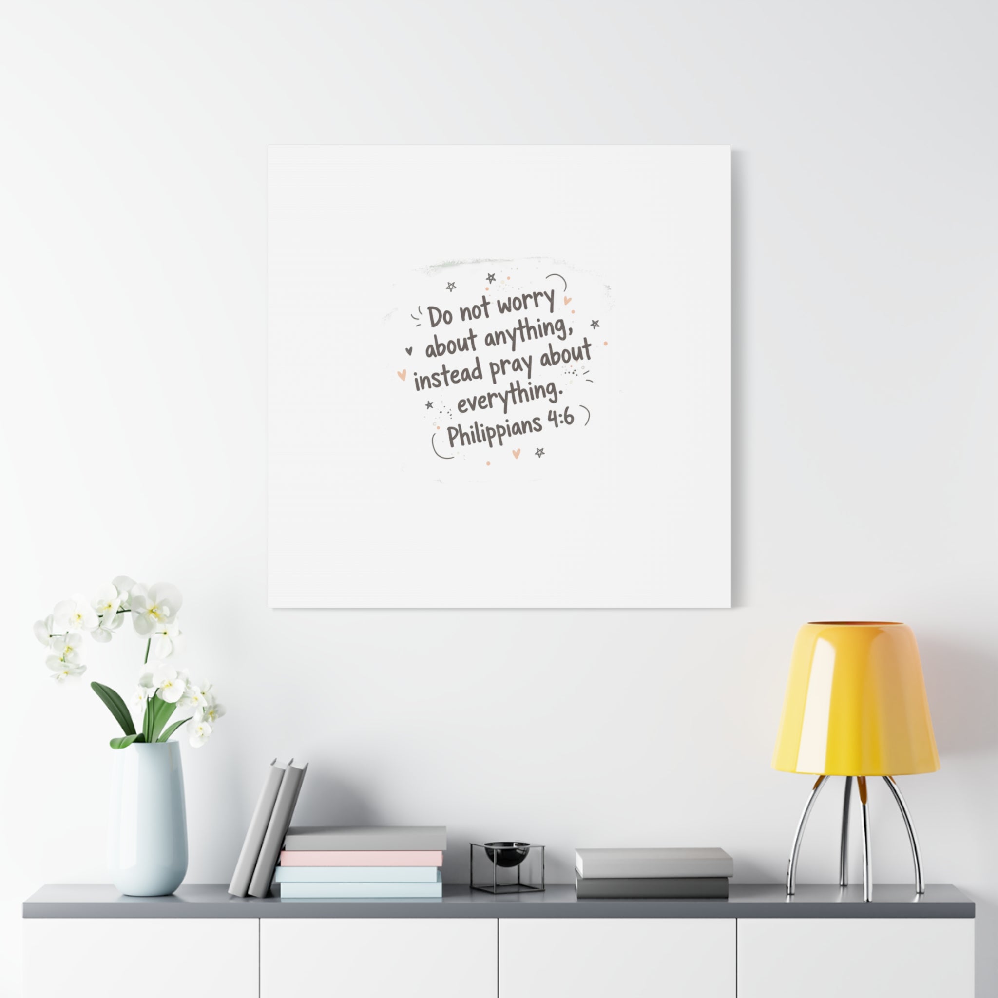 Do Not Worry Prayer Canvas | Handwritten Messy Script, Pastel Doodle Art