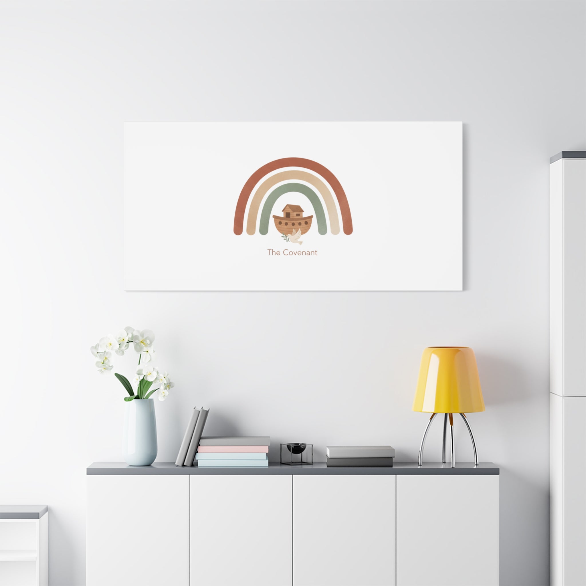 Noah's Ark Rainbow Matte Canvas Wall Art - "The Covenant" Nursery Decor