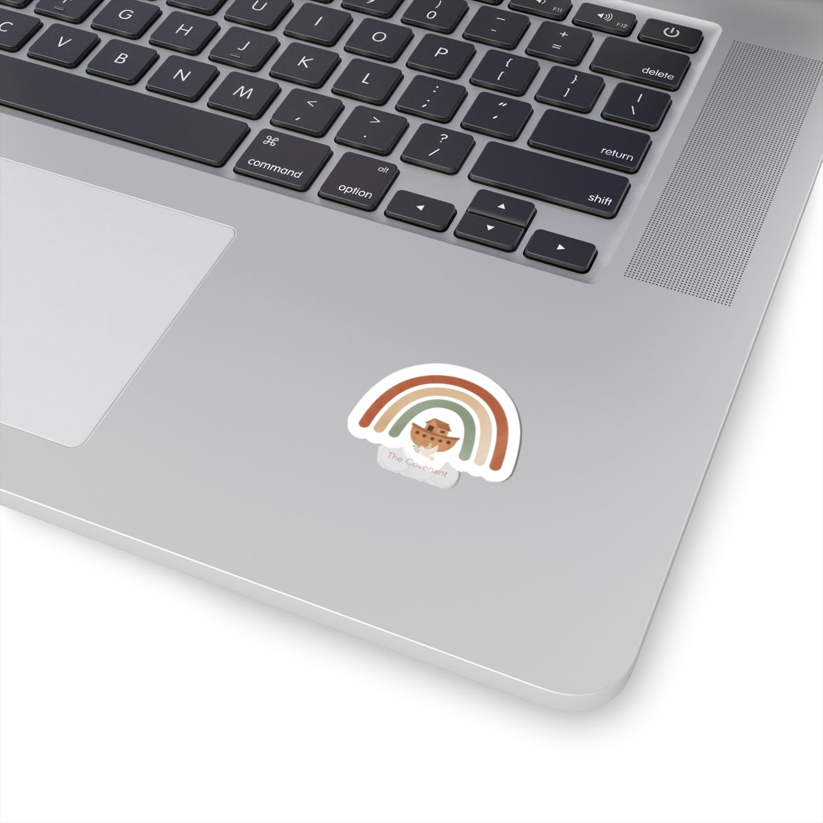 Retro Rainbow Ark Kiss-Cut Sticker — Cute Earth-Tone Rainbow with Noah’s Ark