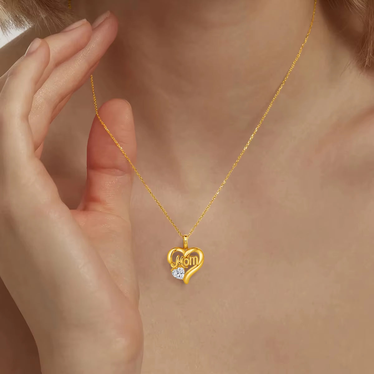 Luxury Mum Gift Real 14K Gold Heart Necklace Moissanite Diamond 1Ct AU585 K Gold Pendant with Certificate Fine Jewelry Wholesale