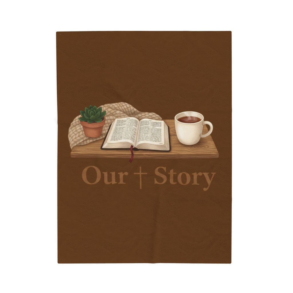 Our Story Reading Graphic Velveteen Plush Blanket | Cozy Book Aesthetic, Library Life