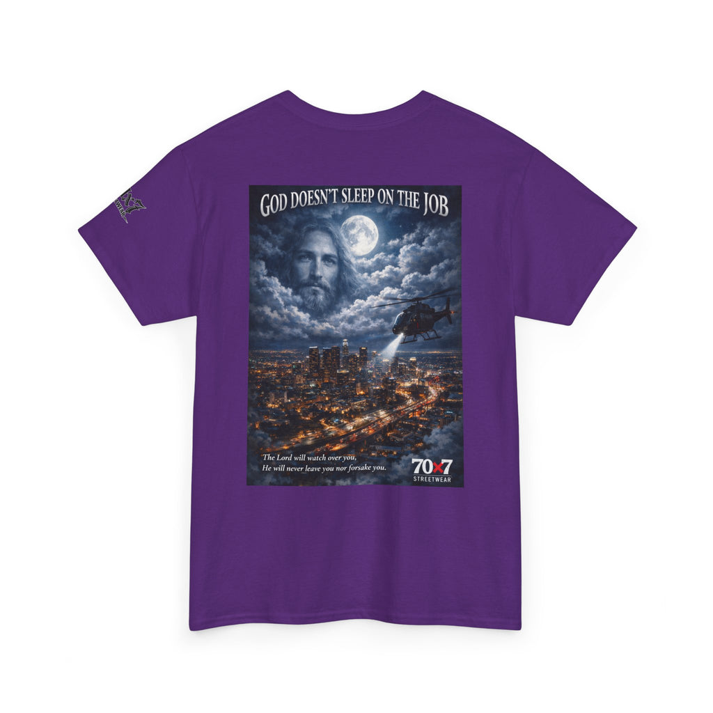 70x7 Streetwear "God Doesn't Sleep on the Job" Graphic T-Shirt