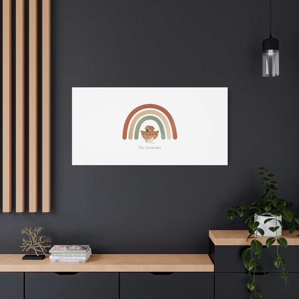 Noah's Ark Rainbow Matte Canvas Wall Art - "The Covenant" Nursery Decor