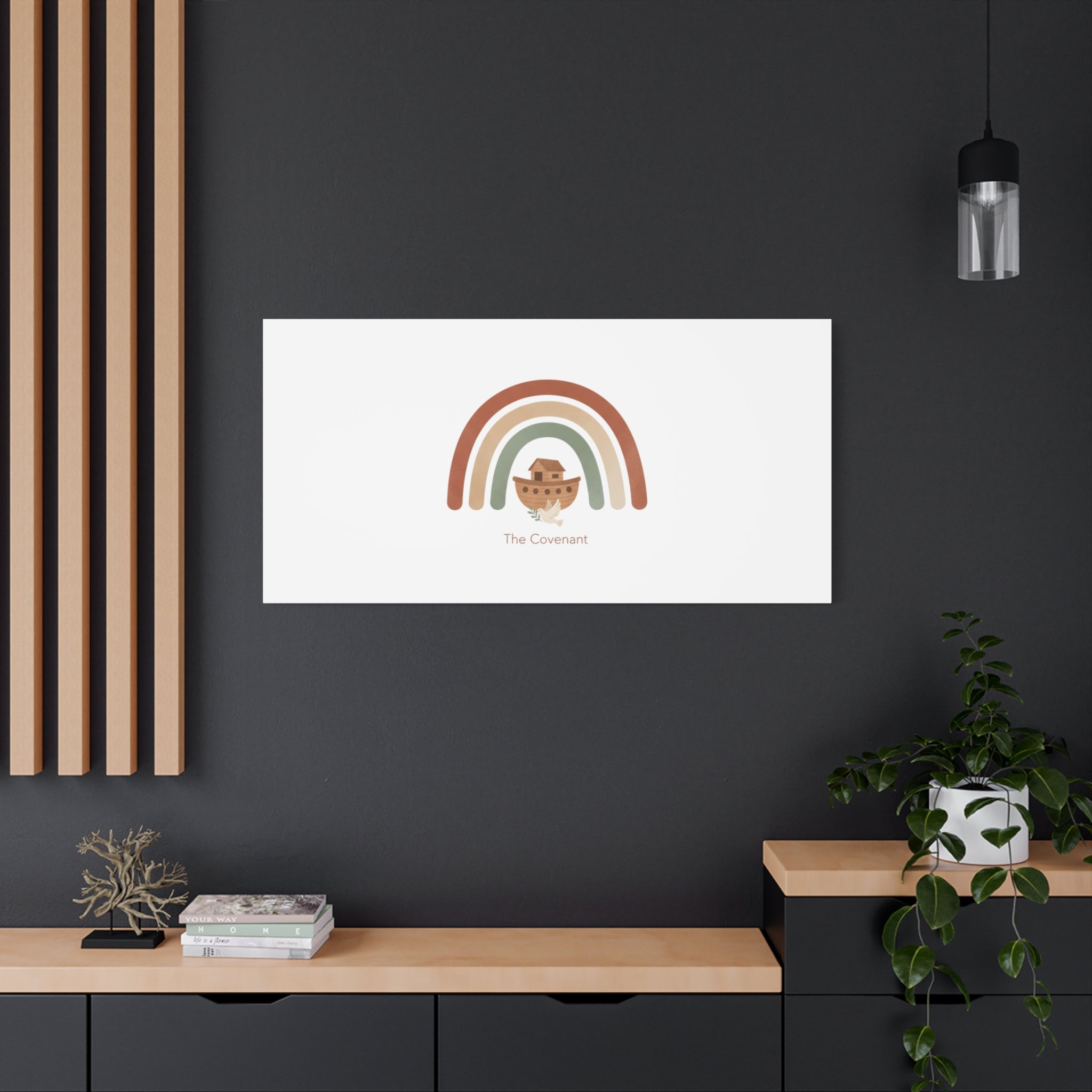 Noah's Ark Rainbow Matte Canvas Wall Art - "The Covenant" Nursery Decor