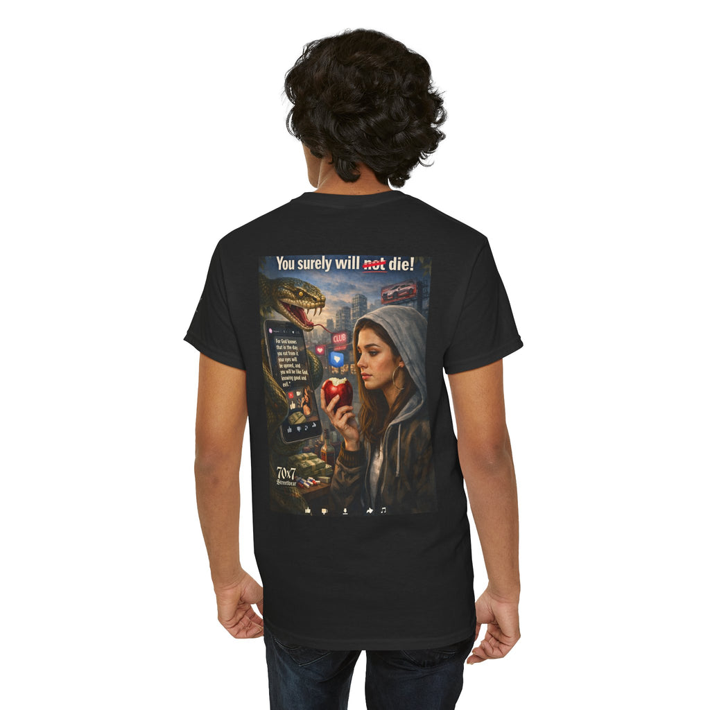 70x7 Genesis 3"14 T-Shirt — “You surely will not die!” Graphic Streetwear Tee