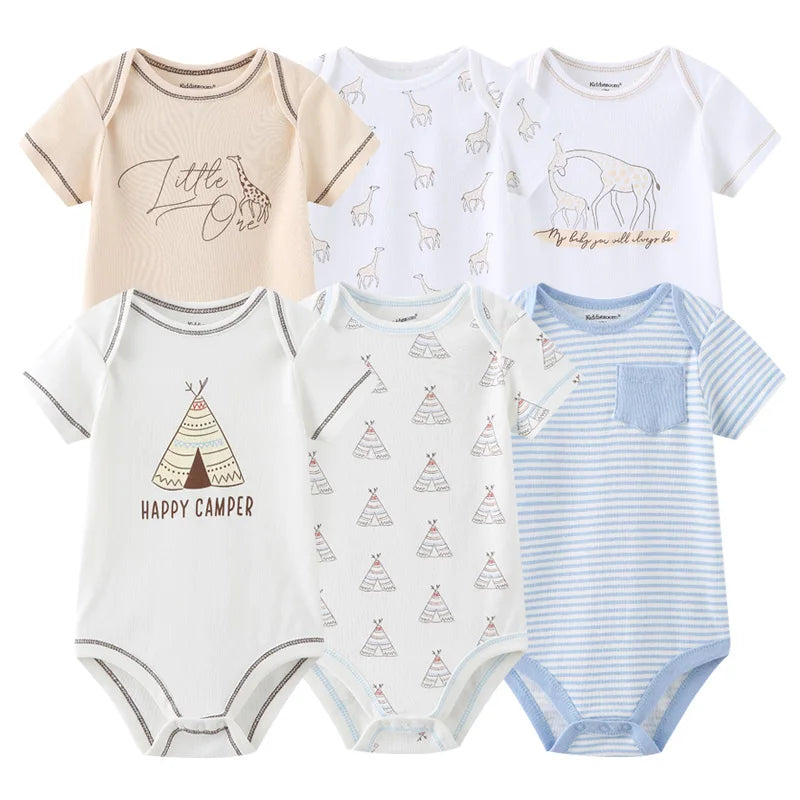 6Pcs/Set Unisex Newborn Baby Boy Clothes Unicorn Cotton Baby Girl Clothes Cartoon Girls Baby Clothing Jumpsuits Bodysuits