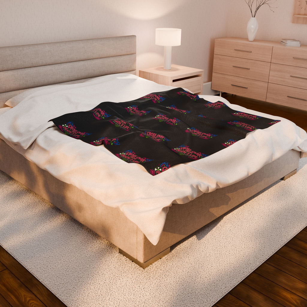 Velveteen Plush Blanket — Colorful "Cross Over from Death 2 Life" Graphic Throw