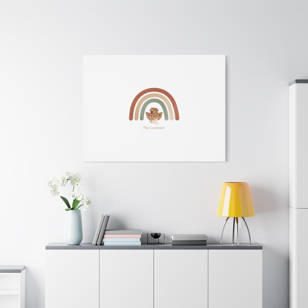 Noah's Ark Rainbow Matte Canvas Wall Art - "The Covenant" Nursery Decor