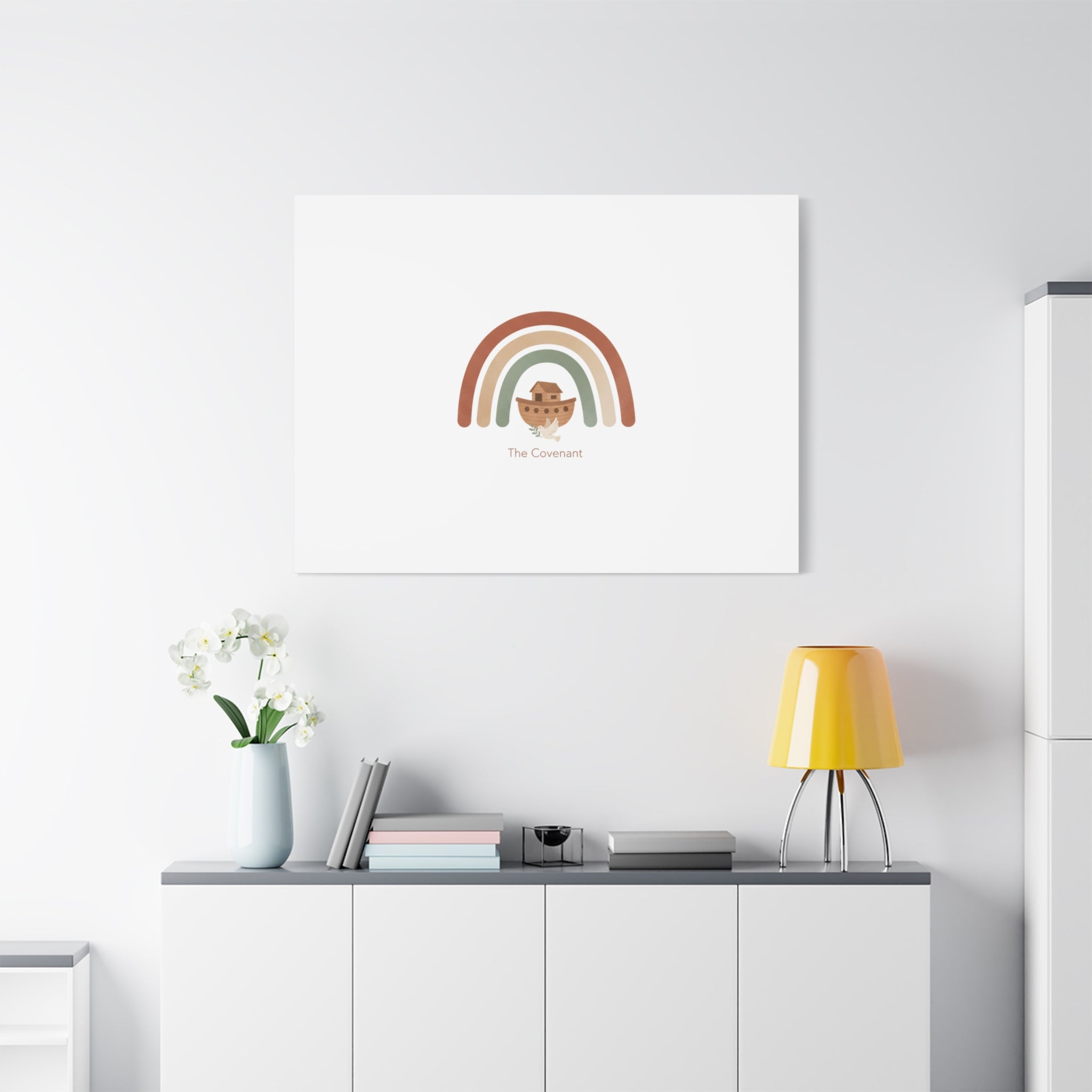 Noah's Ark Rainbow Matte Canvas Wall Art - "The Covenant" Nursery Decor