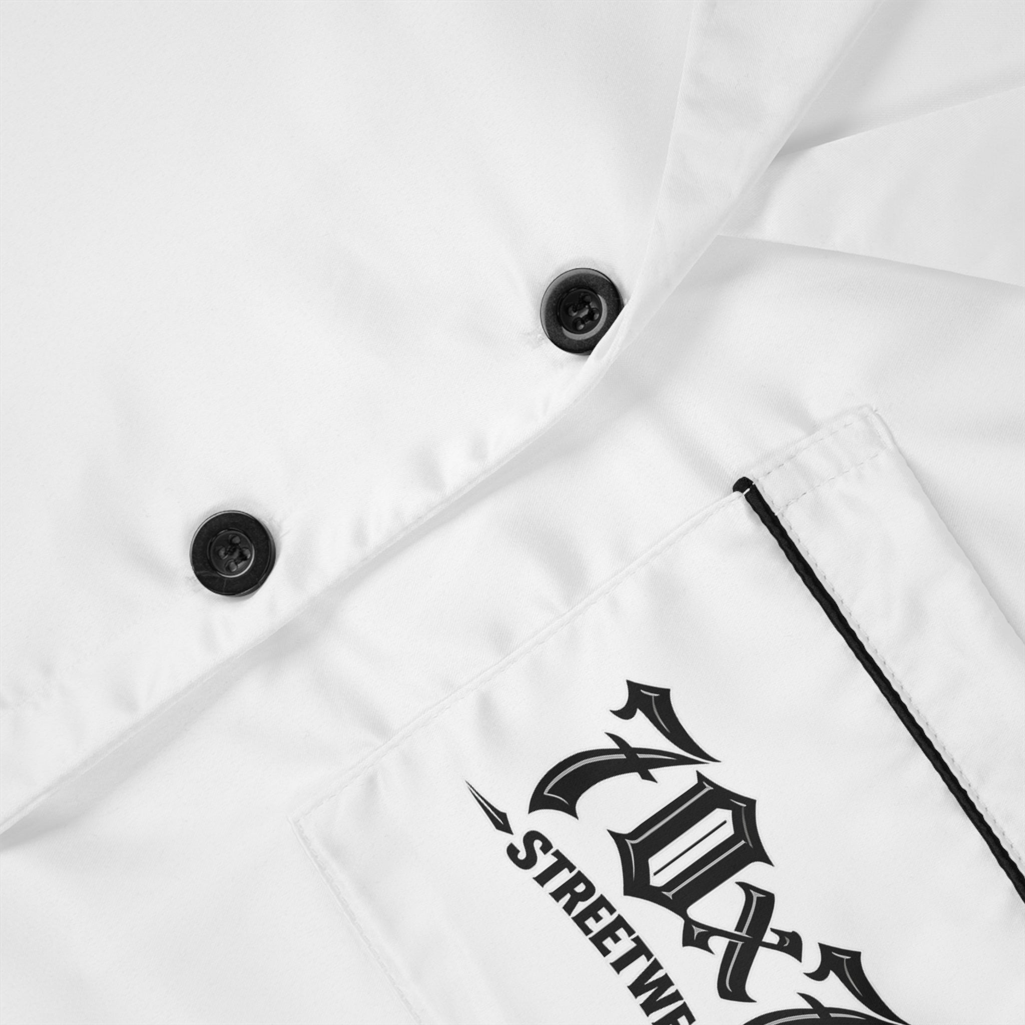 70x7 Streetwear Logo Satin Pajamas — White Lux Streetwear Sleep Set