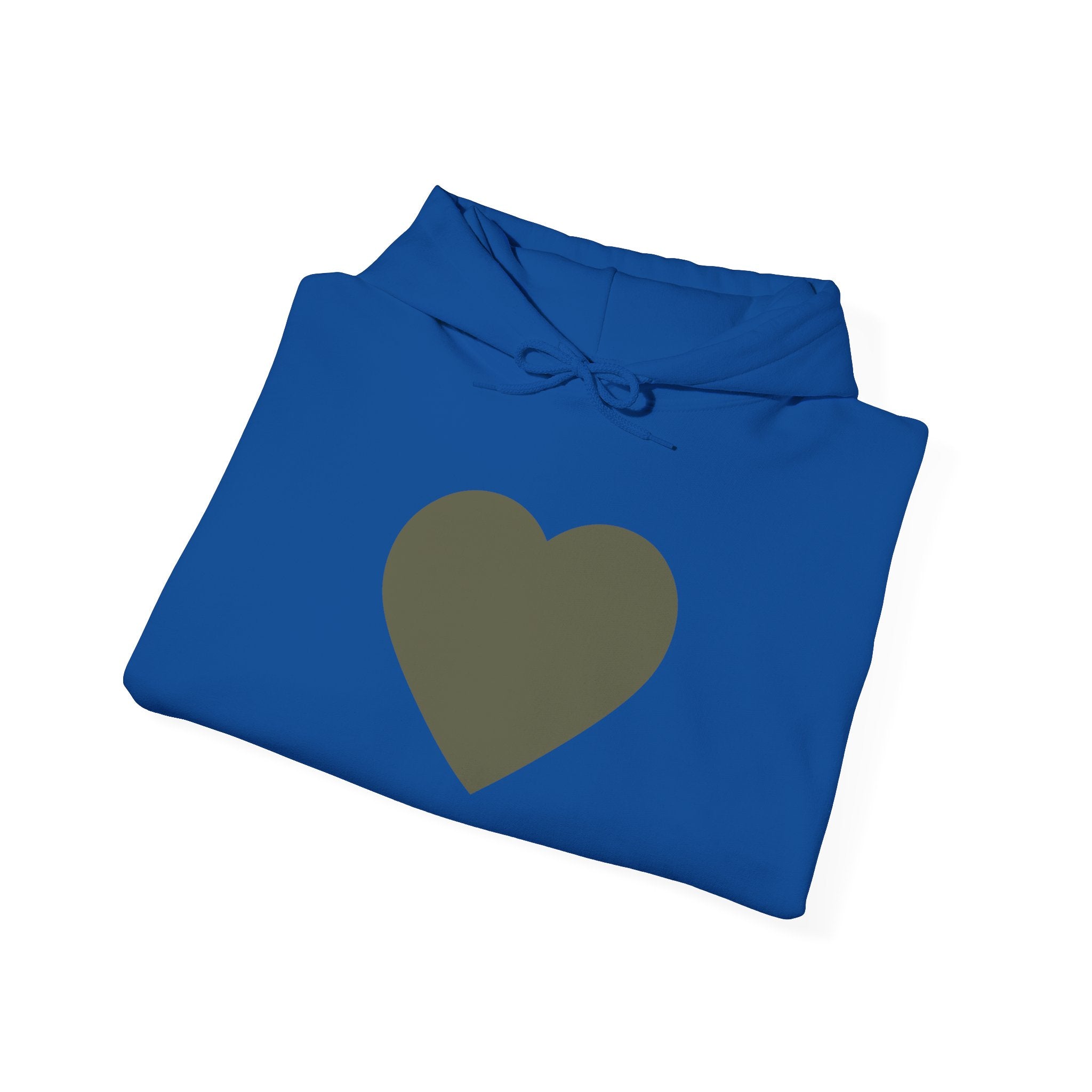Heart Accent Hoodie — Minimal Olive Heart Sweatshirt for Everyday Wear