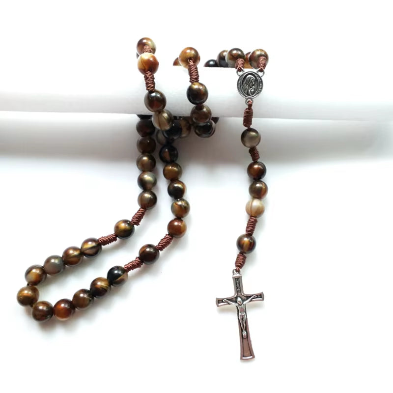 Vintage Rosary Catholic Prayer Beads Necklace 