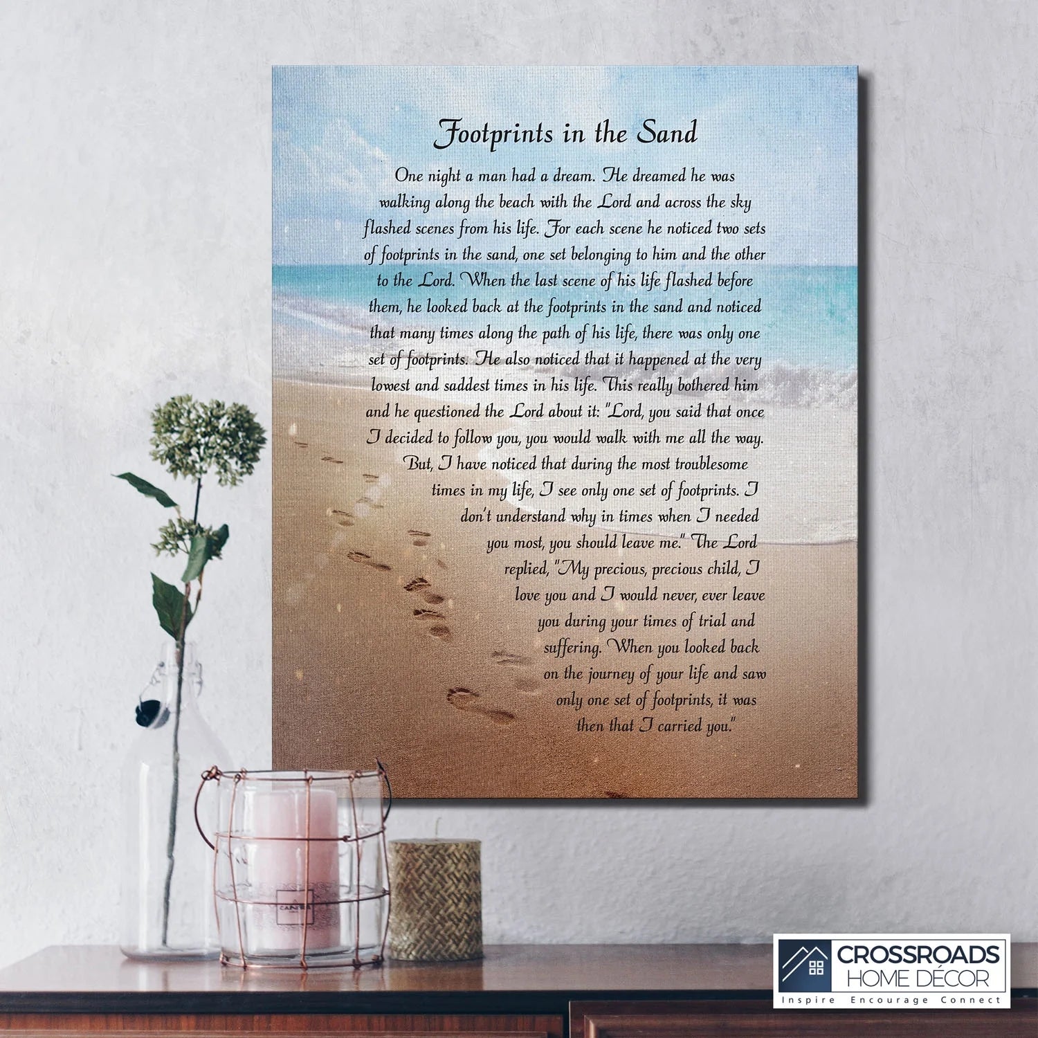 Footprints in the Sand Inspirational Wall Art