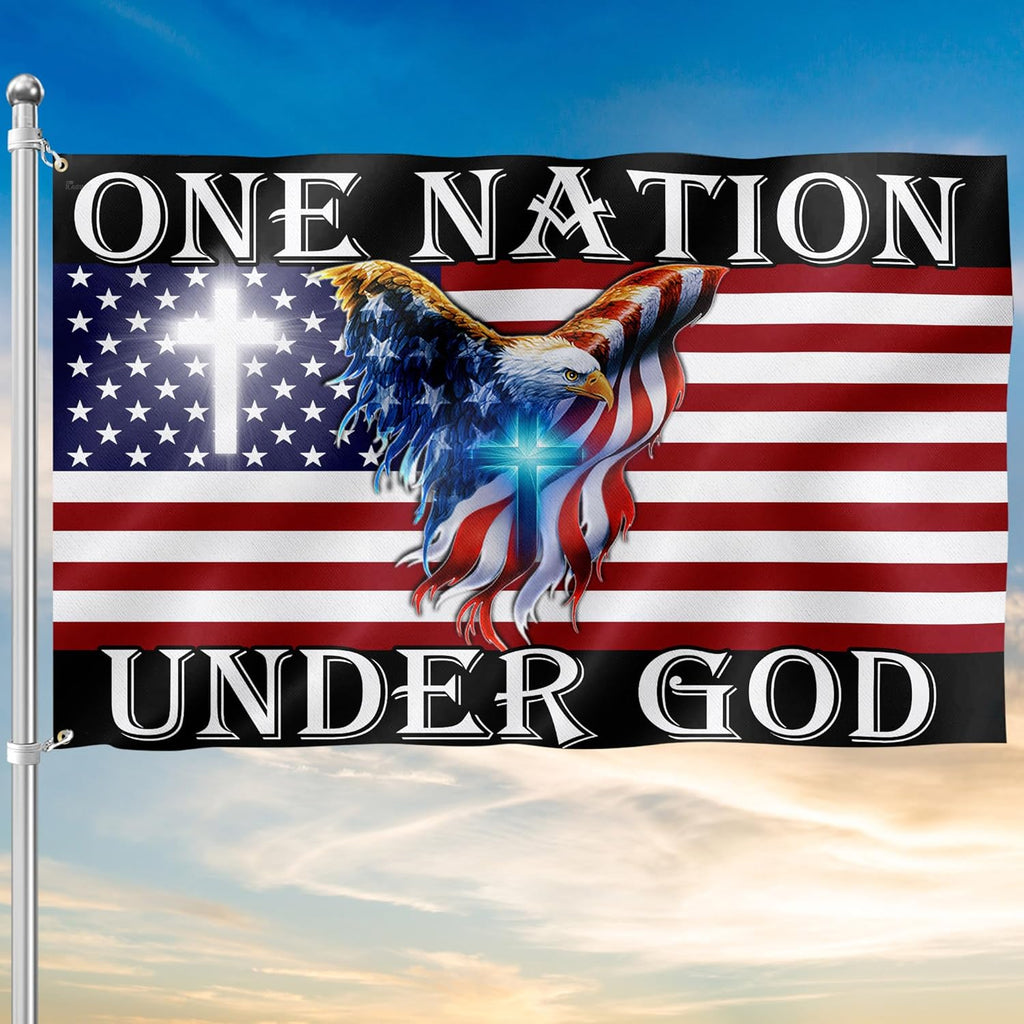 3X5 Patriotic American Flags, 4Th of July Decorations, One Nation under God American Eagle Flag - Double Sided, Heavy Duty Canvas - Decorations for Indoor, Outdoor Decor Flag with Grommets
